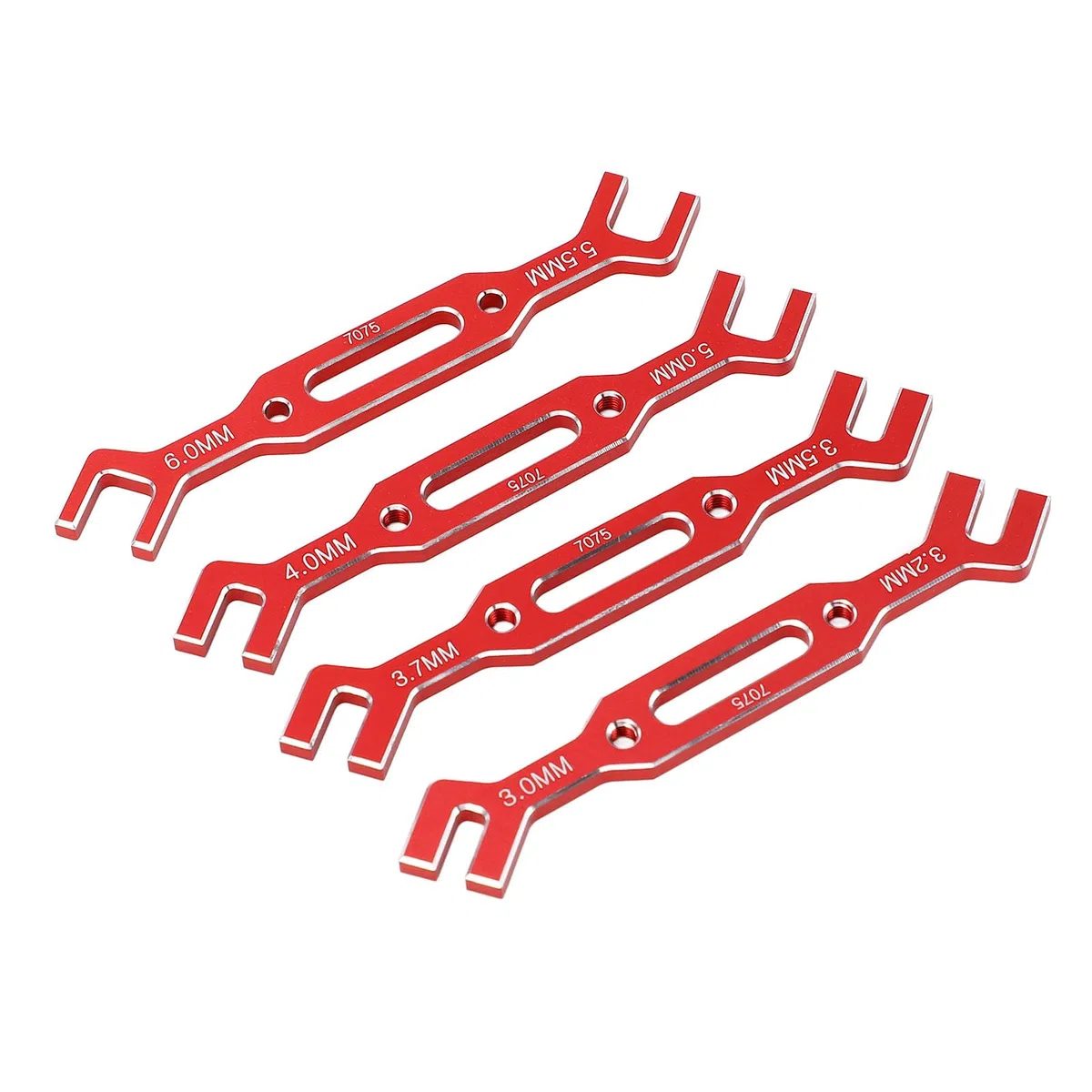 Fydun Set di Chiavi per Tiranti in Alluminio Regolabili da 4 Pezzi per Auto RC, Dispositivo di Rimozione Giunto Sferico, per Modelli 1/10 e 1/16, Strumento di Riparazione Efficiente (rosso)