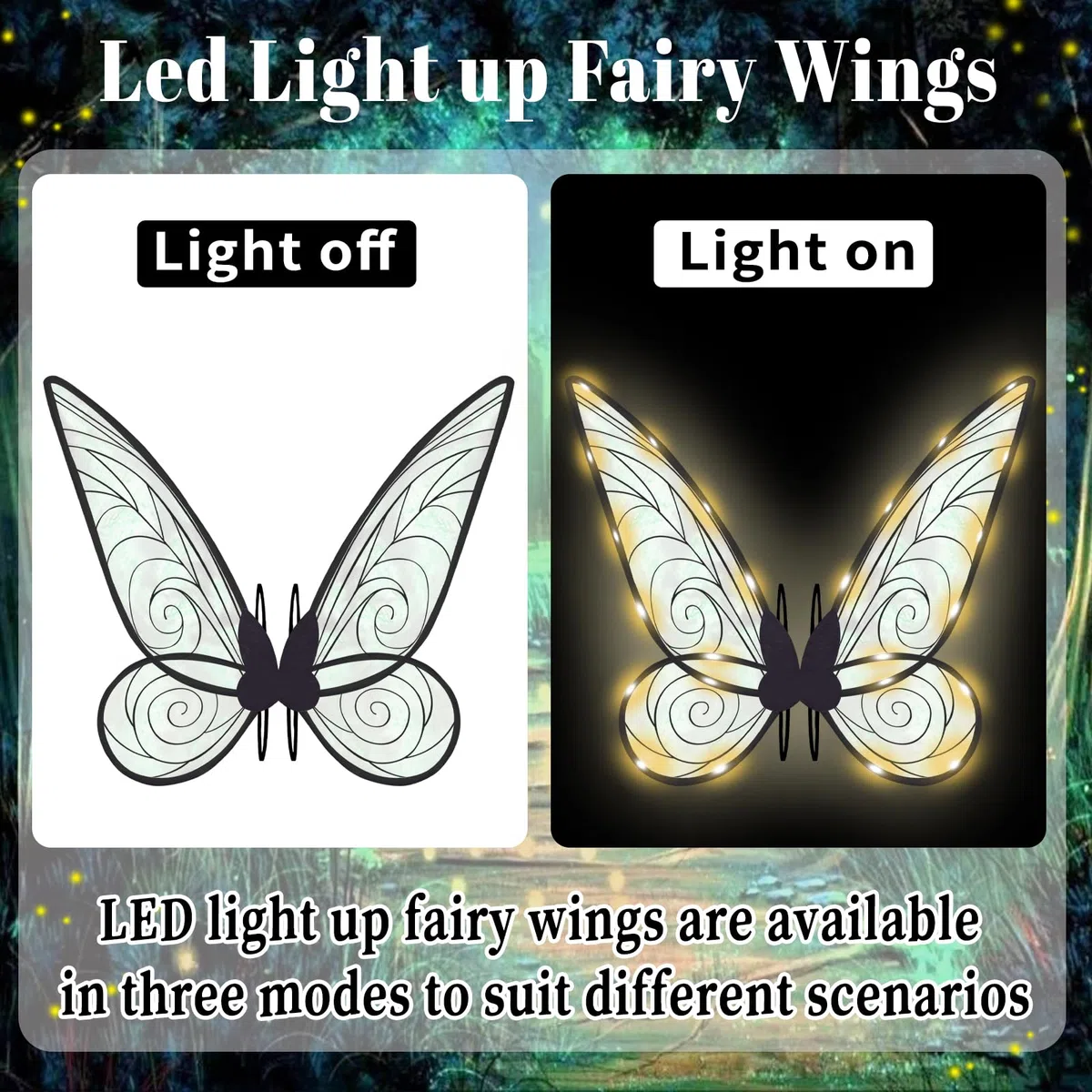 Ali Di Fata Luminose, Ali Di Fata Donne Adulte Bambini Ragazze Led Ali Di Fata Campanellino Ali Di Fata Costume Di Fata Donne Illuminare Le Ali Di Farfalla per Halloween Cosplay Them Party