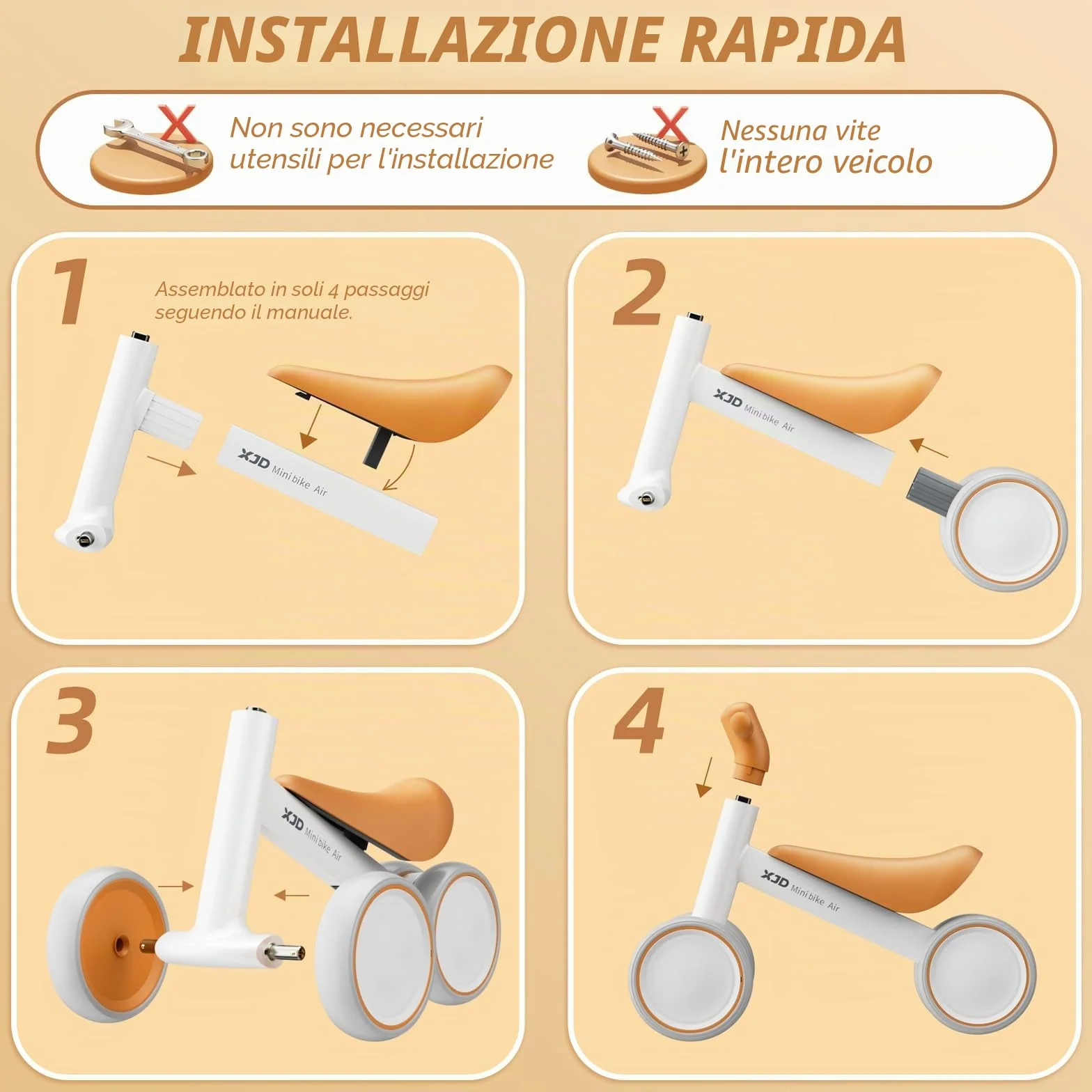 XJD bici da corsa da 1 anno giocattolo bici da corsa per 10-24 mesi bambino apprendimento bici mini con 4 ruote Toddler bici senza pedali prima bici da corsa per il regalo