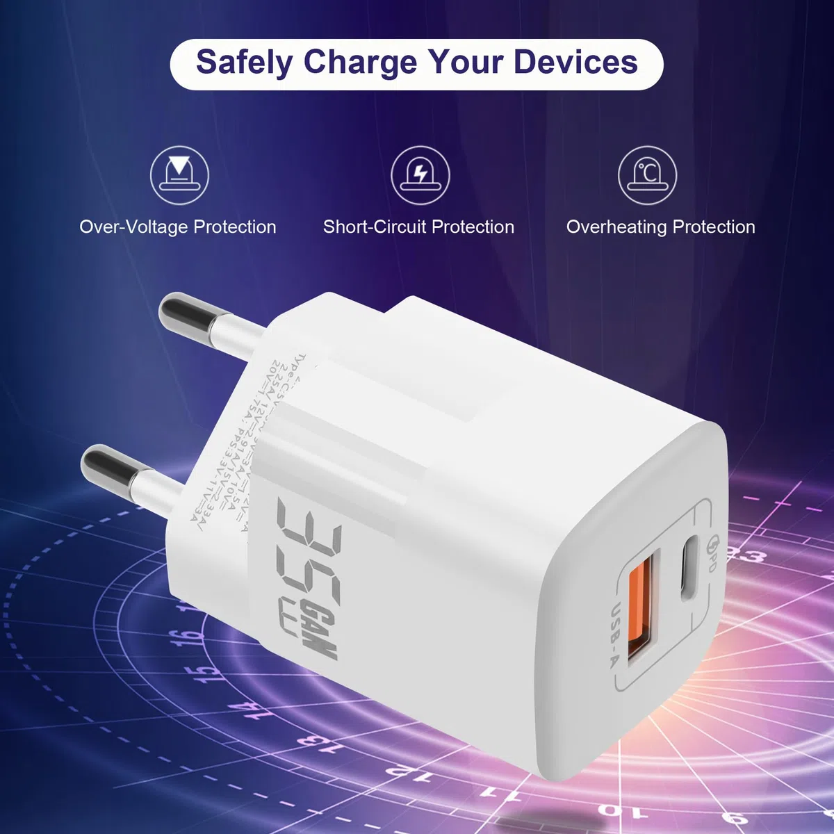 Caricatore LCD 35 W USB-C per DJI Mini 3, Mini 2/SE, Avata, Air 2S