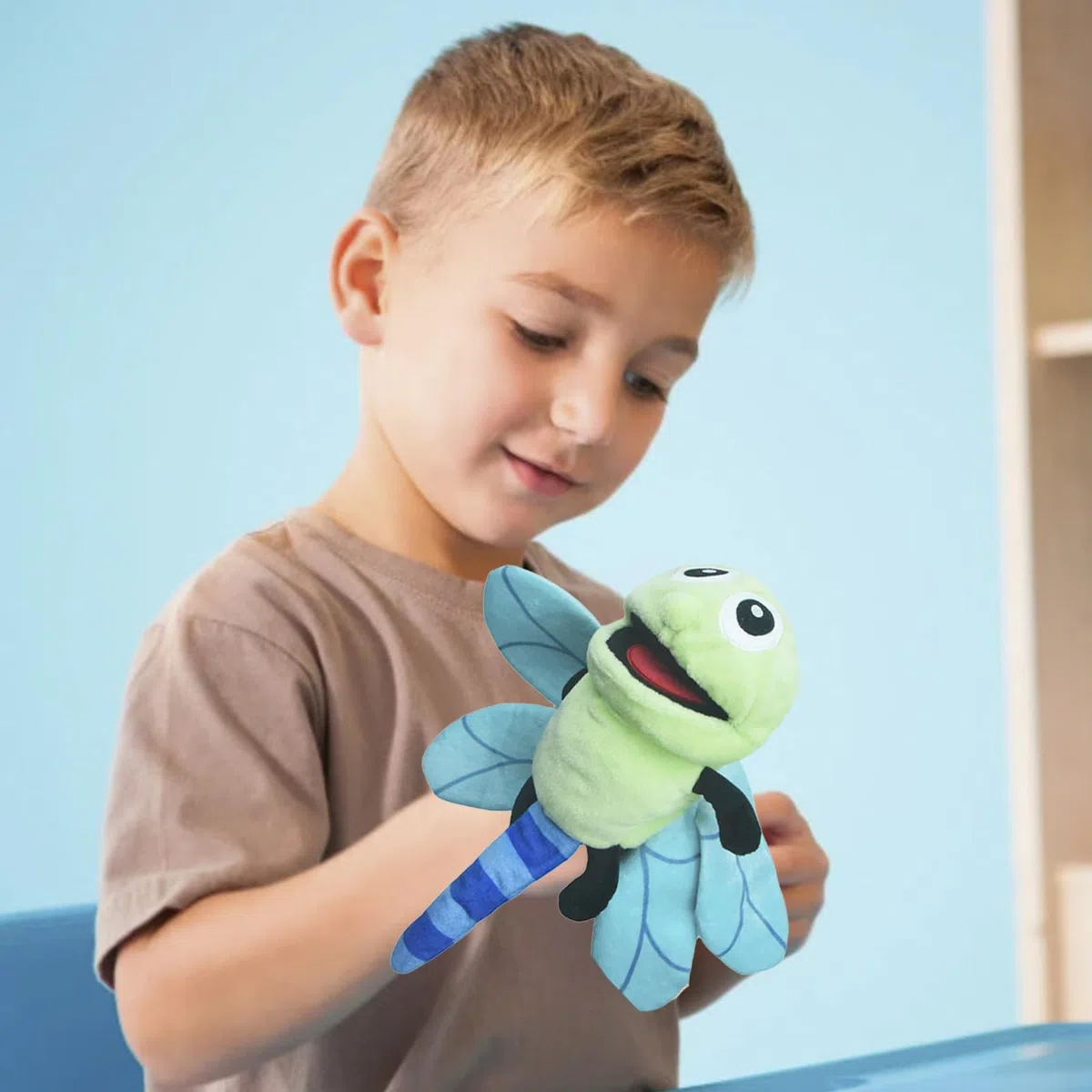 lilizzhoumax burattino di mano di libellula Simulazione Animale libellula Peluche gioco di ruolo giocattoli interattivi per la prima educazione dei bambini decorazione della casa animali dello insetto