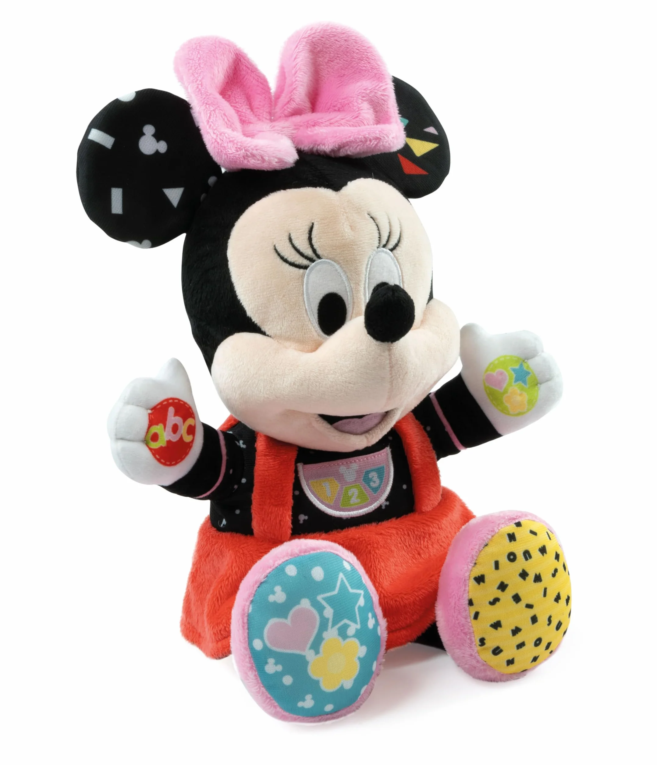Clementoni Disney Baby Baby Minnie Gioca e Impara, Peluche e Gioco Educativo Interattivo per Bambini 6+ Mesi, Canta Filastrocche per Insegnare l'Alfabeto, Numeri e Colori, Lingua Italiana, 17304