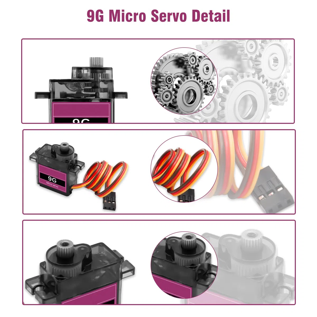 Servo Micro Motor Binghe 4 Pezzi Servomotore con Metallo Ingranaggi 9G Mini Servo Angolo di rotazione 90-180 Micro Servo per RC Smart Robot Helicopter Car Plane compatibile con Arduino