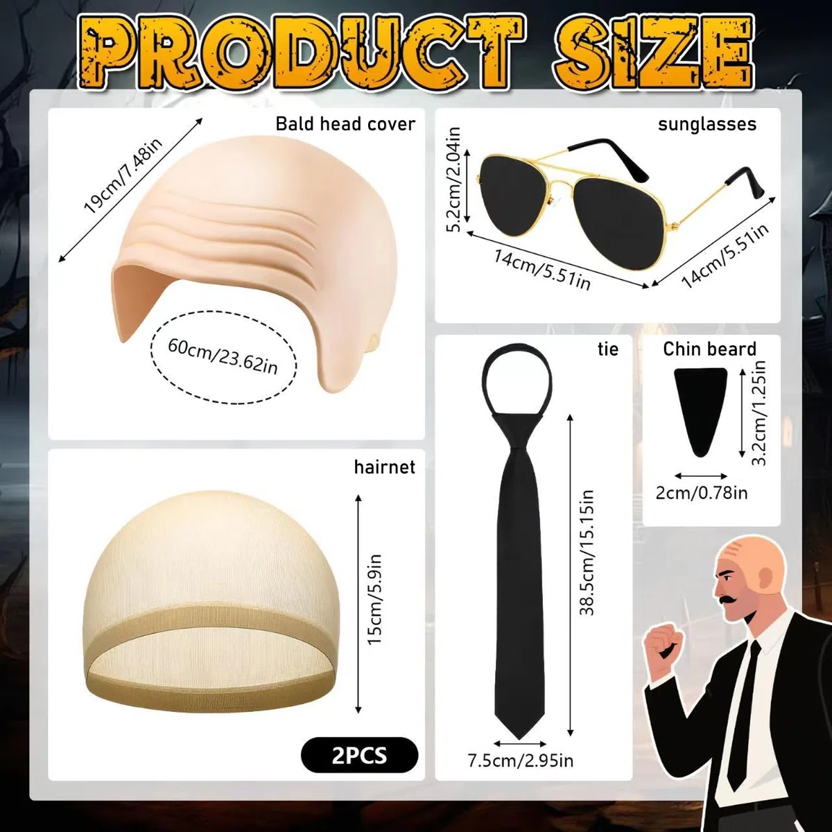 Cappello Calvo Berretto per Parrucca a Testa Calva, Costume Calvo, Accessori Costume Calvo per Cosplay, Cosplay Accessori Halloween Adulti Bambini Carnevale Halloween Festa