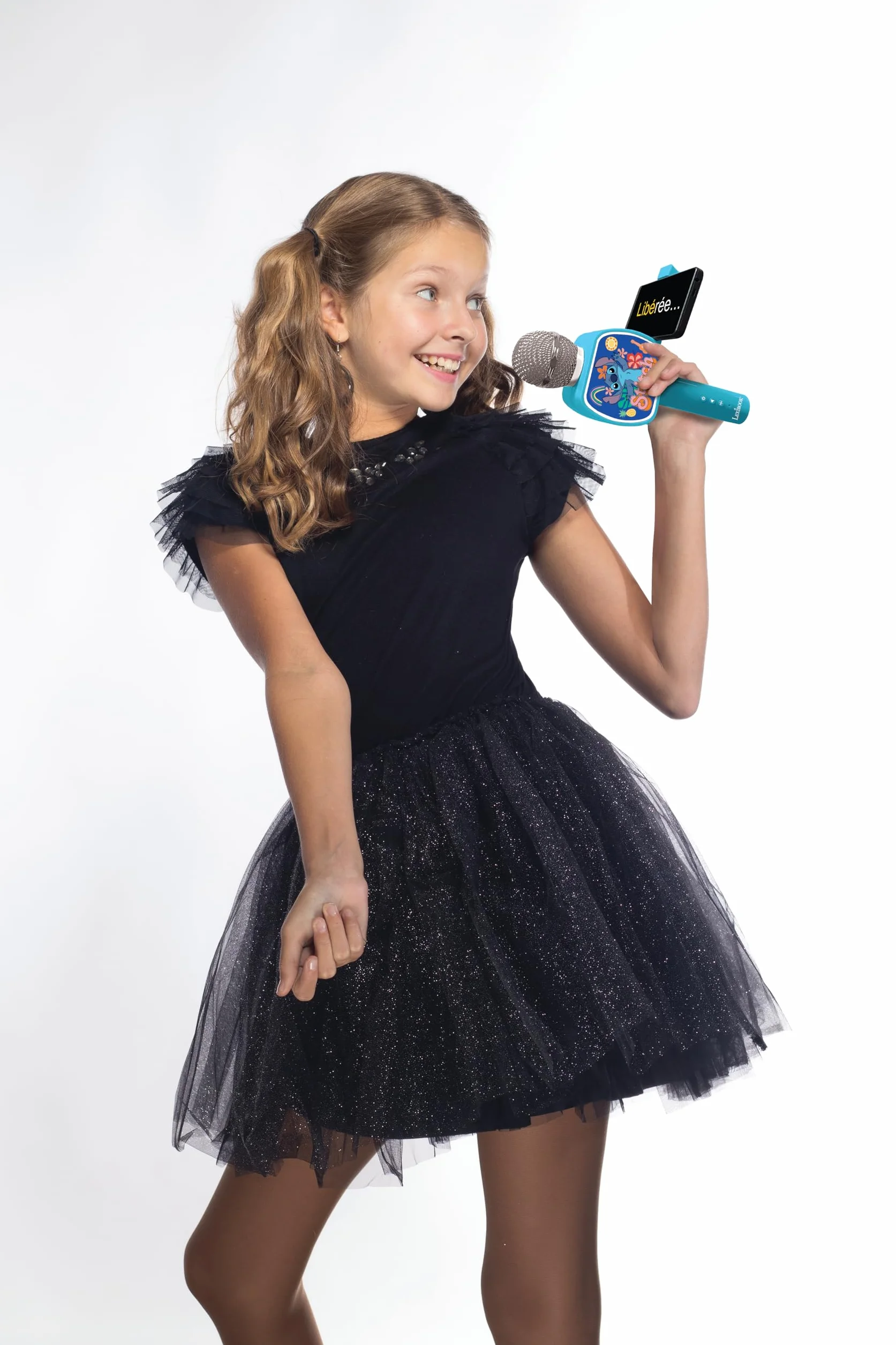 Lexibook Disney Stitch Microfono Bluetooth Funzione Cambio Voce Altoparlante Integrato Supporto Telefono Blu MIC240D