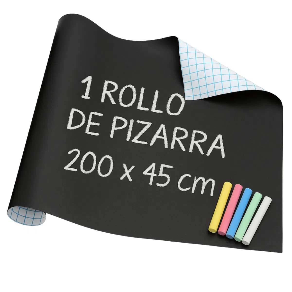 Lavagna da parete, per bambini - vinile adesivo nero, 200 x 45 cm con colori - Lavagna cucina - Quadro nero autocollante - Ideale creatività bambini senza sporcare (1)