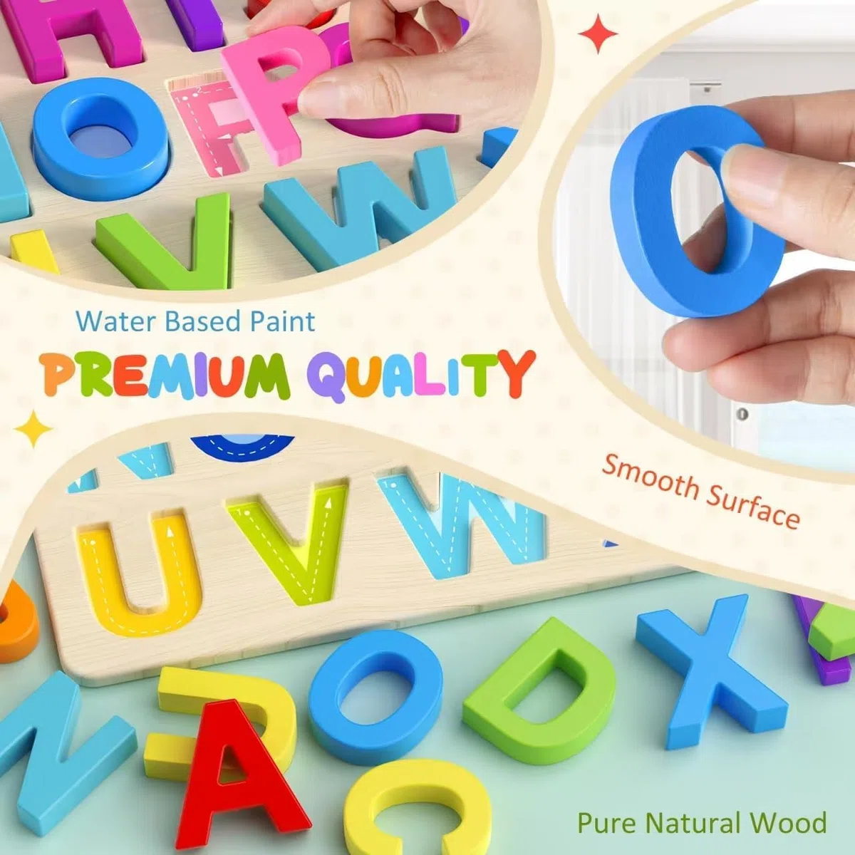 Puzzle Alfabeto, ABC 26 Lettere Grandi in Legno Set Alfabeto Montessori Giochi Giocattolo Educativo Puzzles con Lettere dell’Alfabeto per Apprendimento nella Prima Infanzia Regalo per Bambini