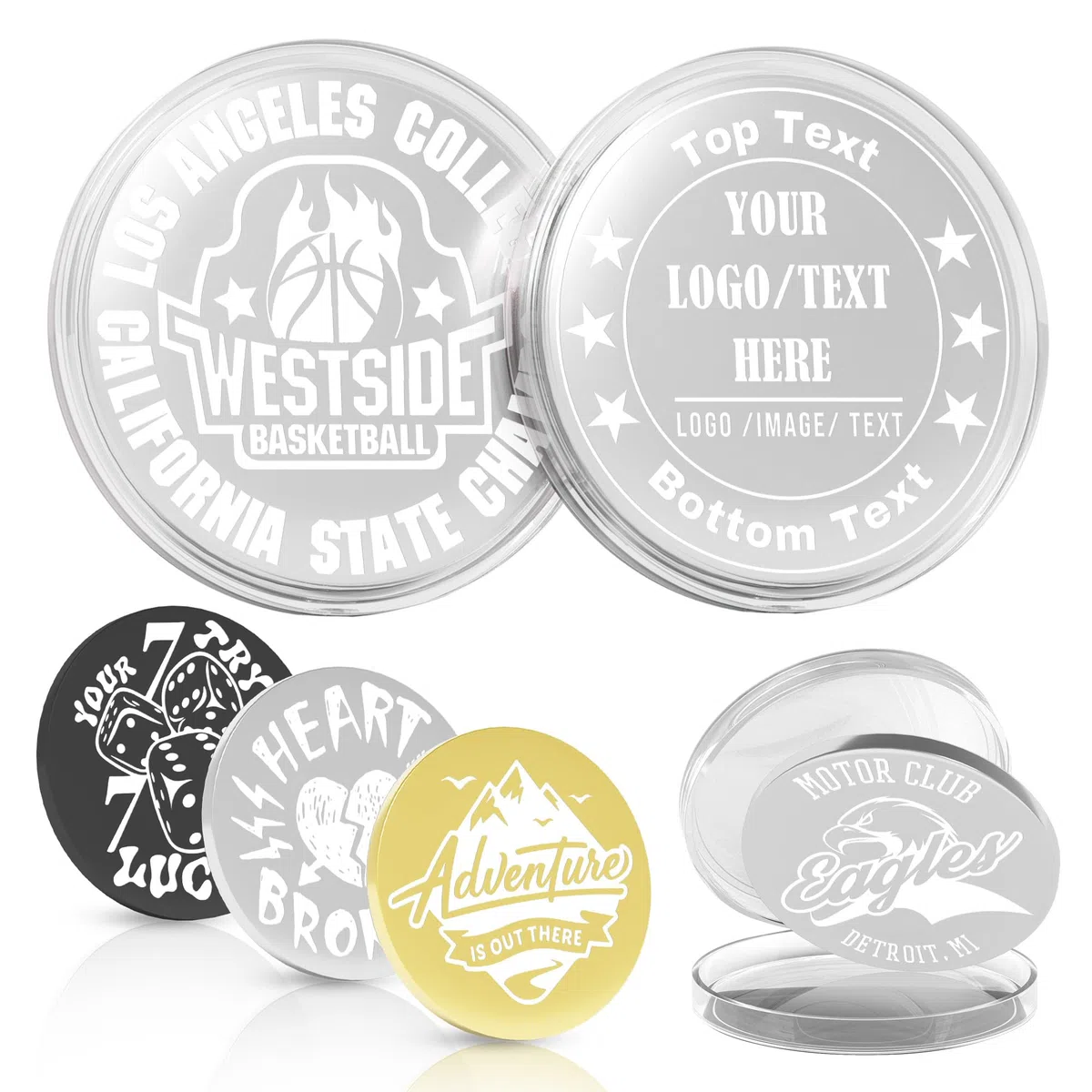 10-100 monete personalizzate in metallo per 3 colori, moneta Flip to Challenge personalizzata, incisione laser con foto/logo/testo, regalo commemorativo per fidanzato, fidanzata, marito, moglie