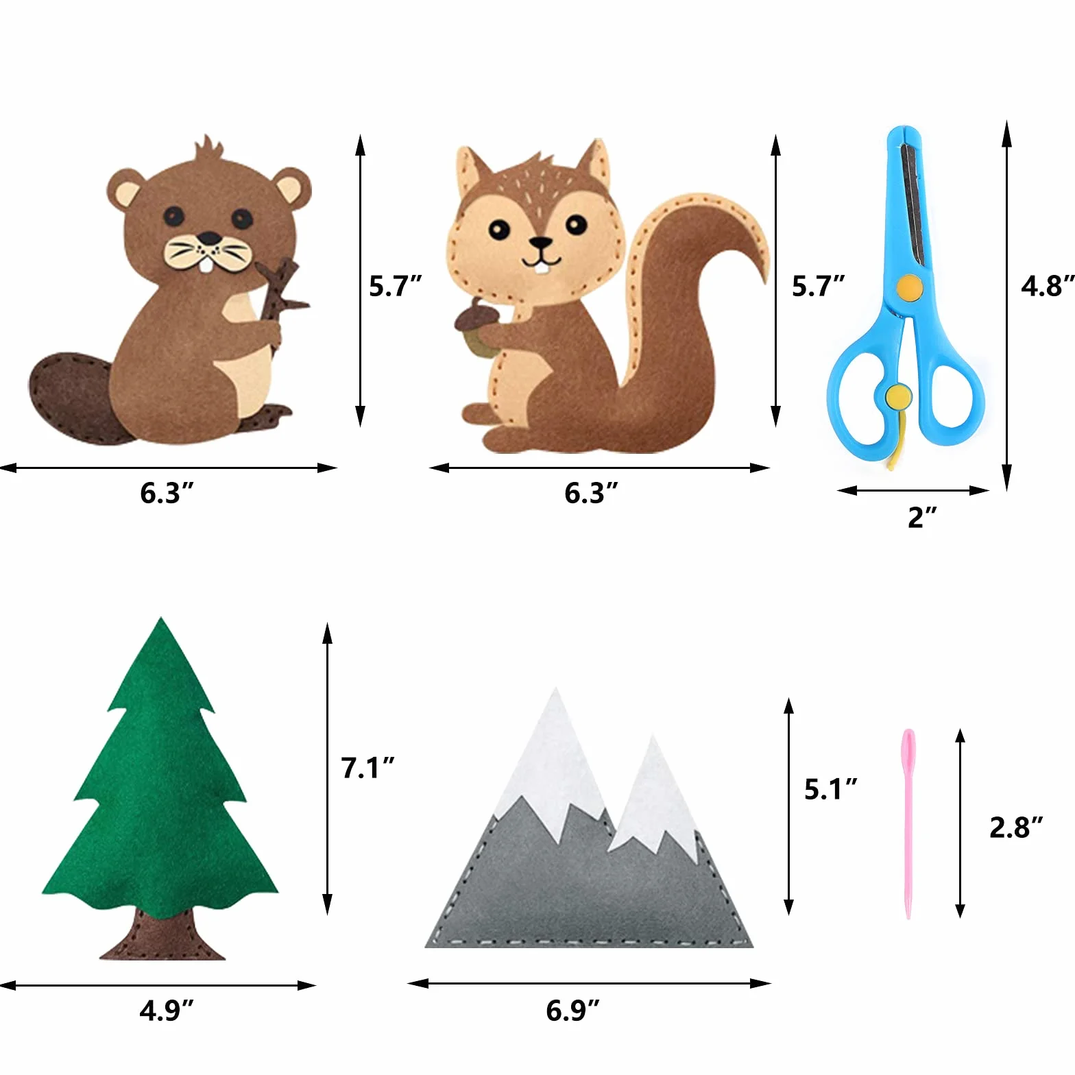 Goomp Confezione da Cucito in Feltro per Bambini,Kit da cucito per imparare a cucire bambini Artigianato e Cucire Set per Bambini Educativi Principianti Cucito Peluche Ripiene Ornamenti, Set di 14