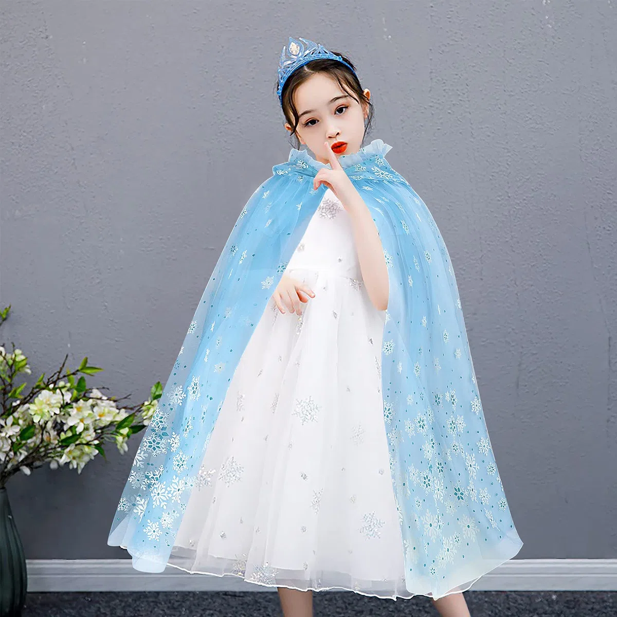 XEPST Mantello Principessa Bambina, Costume Principessa con Cappuccio, Mantello Blu Della Principessa Accessorio Scialle Cape Ragazze da Costume Carnevale Halloween Cosplay
