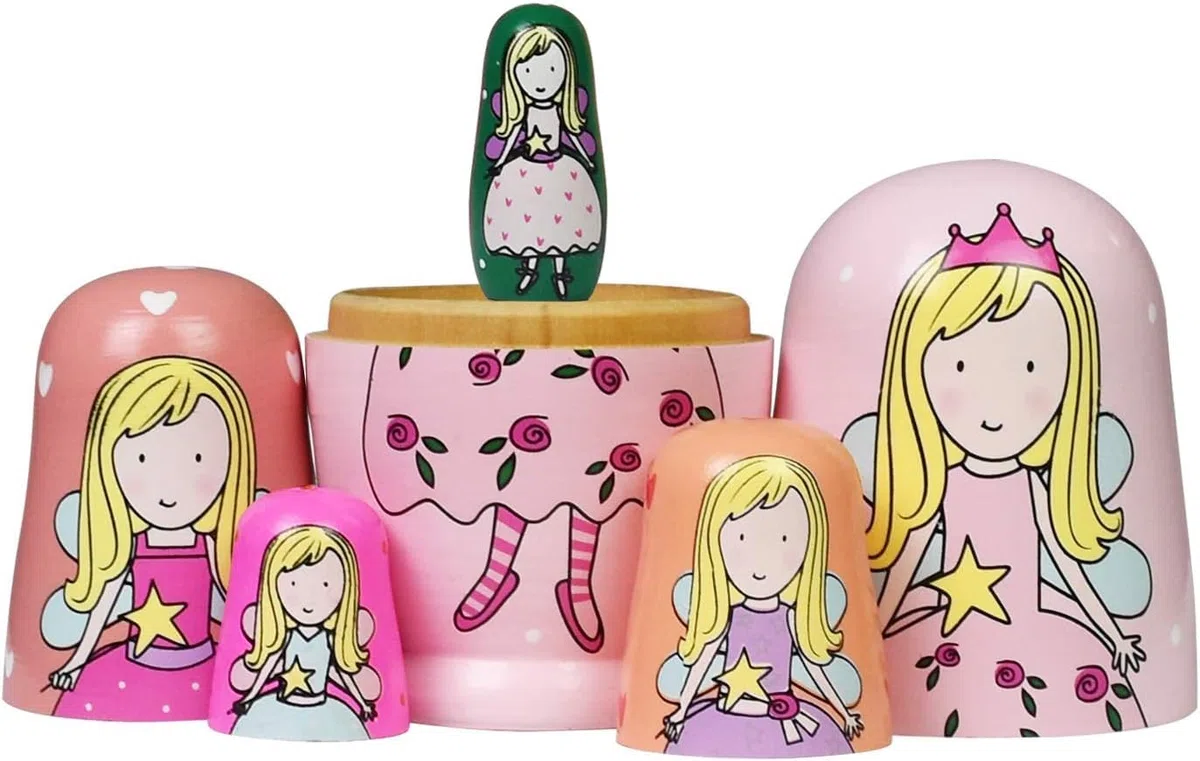 5 Pezzi Matrioska Bambola in Legno, Matrioska Russa Classica, Decorazione Casa Tradizionale,Impilabili Bambole Set per Feste, Festival, Soggiorno, Decorazioni per la Camera da Letto