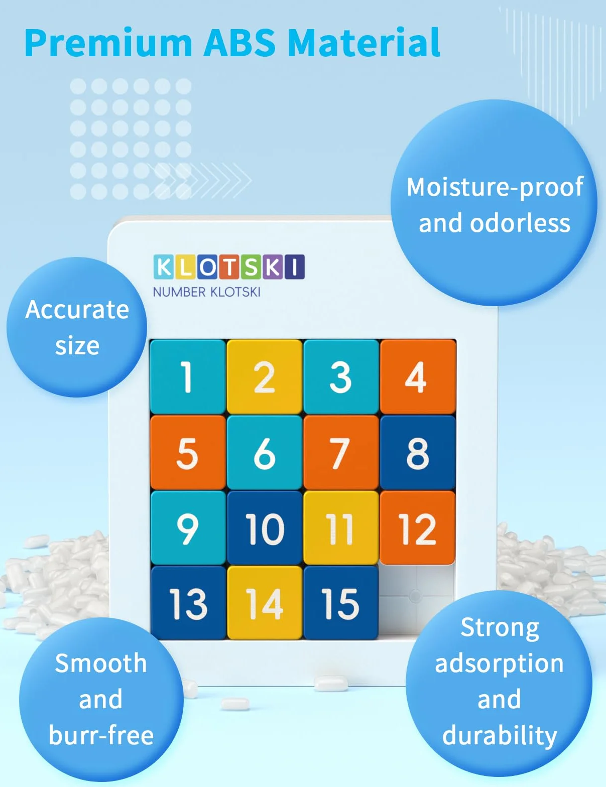 ROXENDA Macaron color 4x4 Klotski Puzzle- Sliding Number Puzzle with Magnetic per Adulti e Bambini