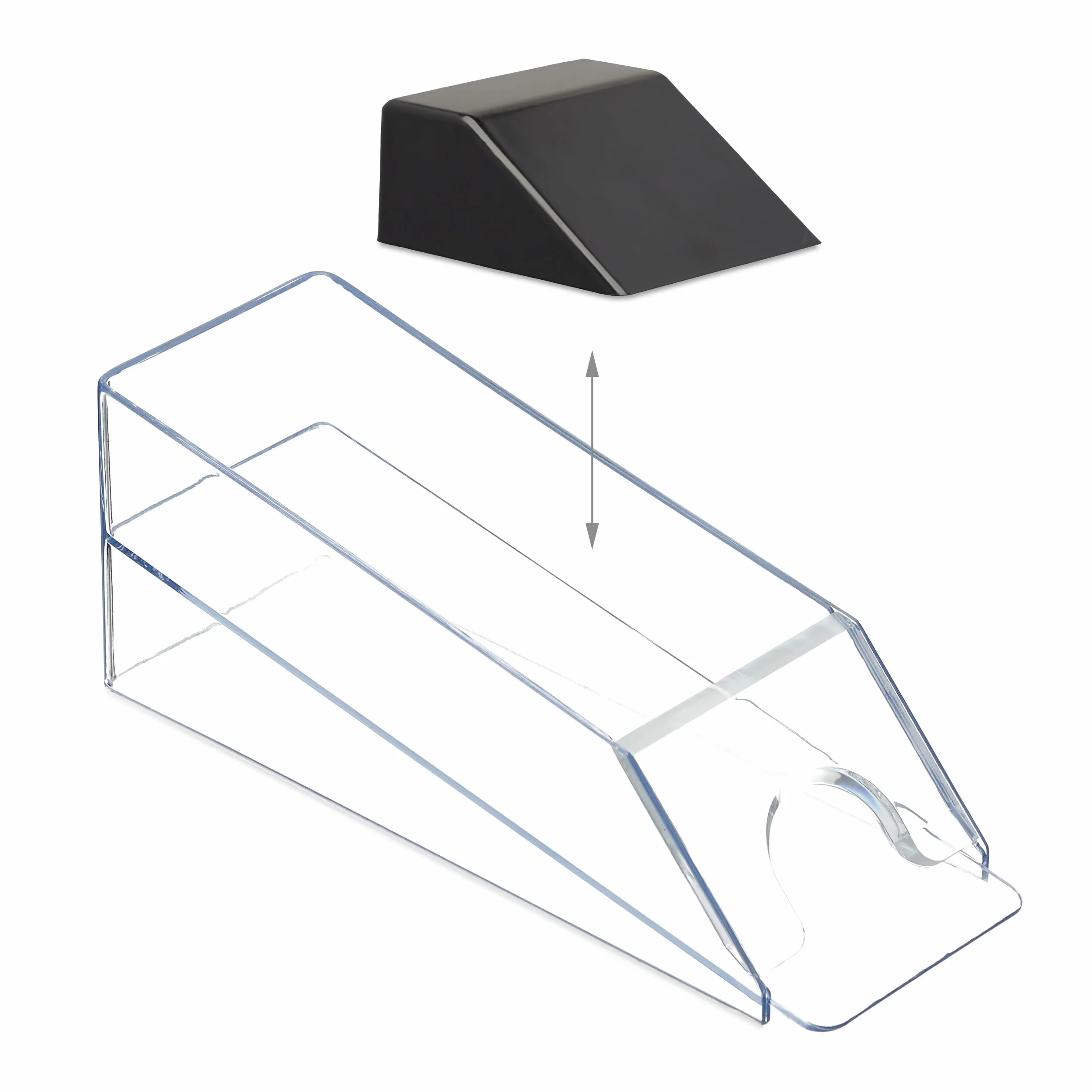 Relaxdays Distributore Carte da Gioco Dispenser 6 Mazzi Dealing Shoe Black Jack 10x10x29 cm Trasparente Nero