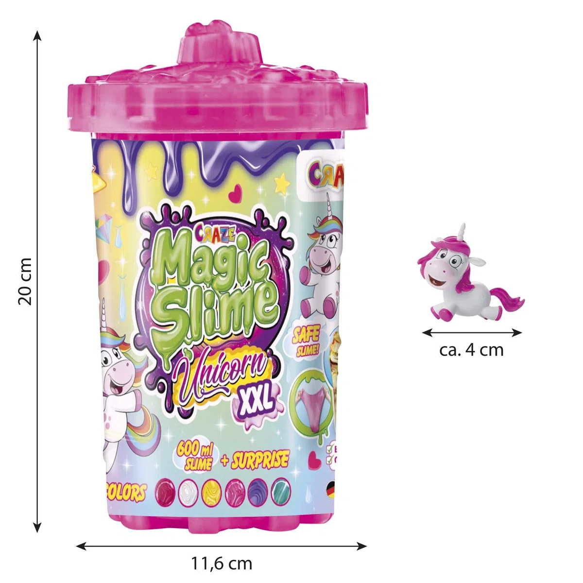 CRAZE MAGIC SLIME UNICORNO, slime per bambini XXL con figura di unicorno 600 ml glitter slime, giochi bambini 34392