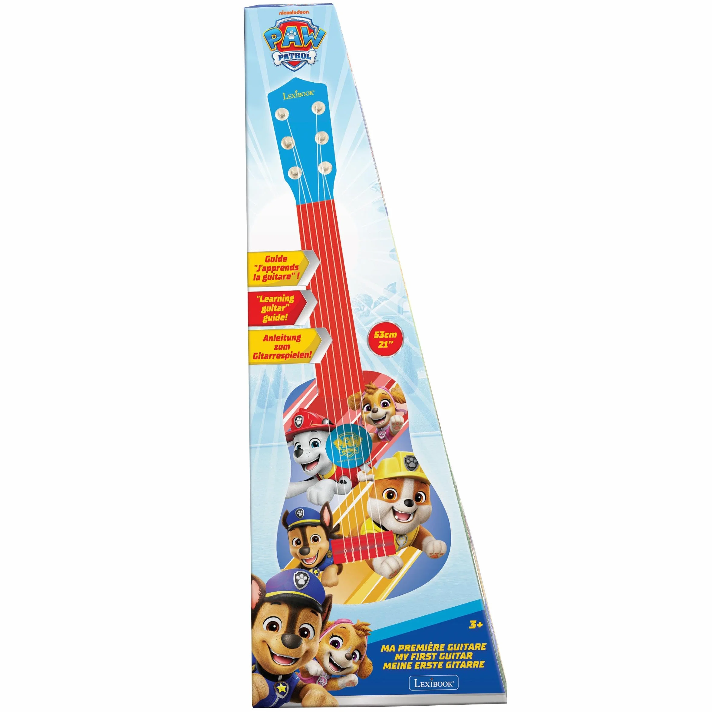 Lexibook Paw Patrol La Squadra dei Cuccioli Chase La mia Prima Chitarra, 6 corde in nylon, 53 cm, guida inclusa, blu/rosso, K200PALXB