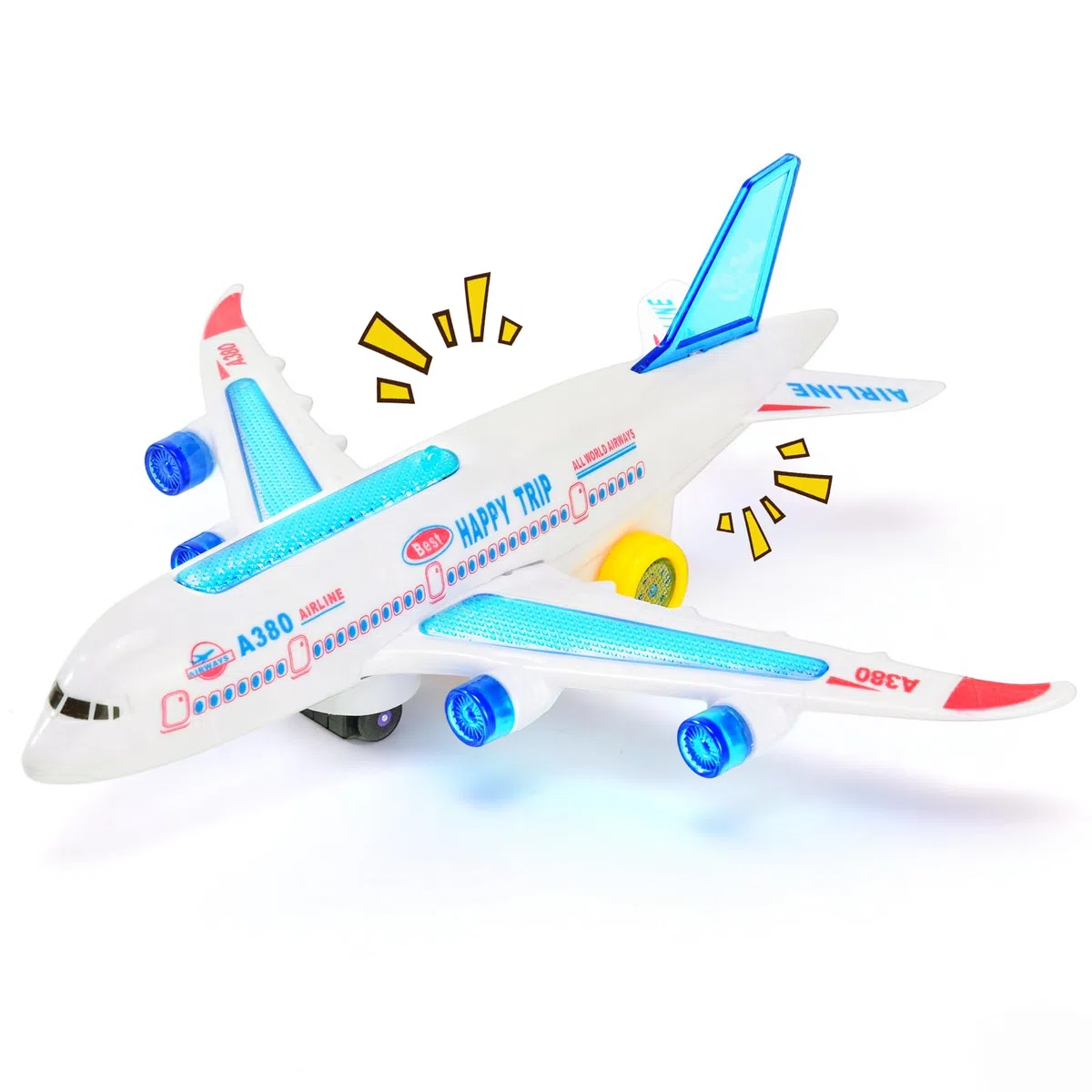 Aereo Giocattolo con Luci LED e Suoni di Decollo Realistici, Funzione Bump and Go, Aeroplano Giocattolo, Ragazzi e Ragazze dai 3 Anni in Su (30cm)