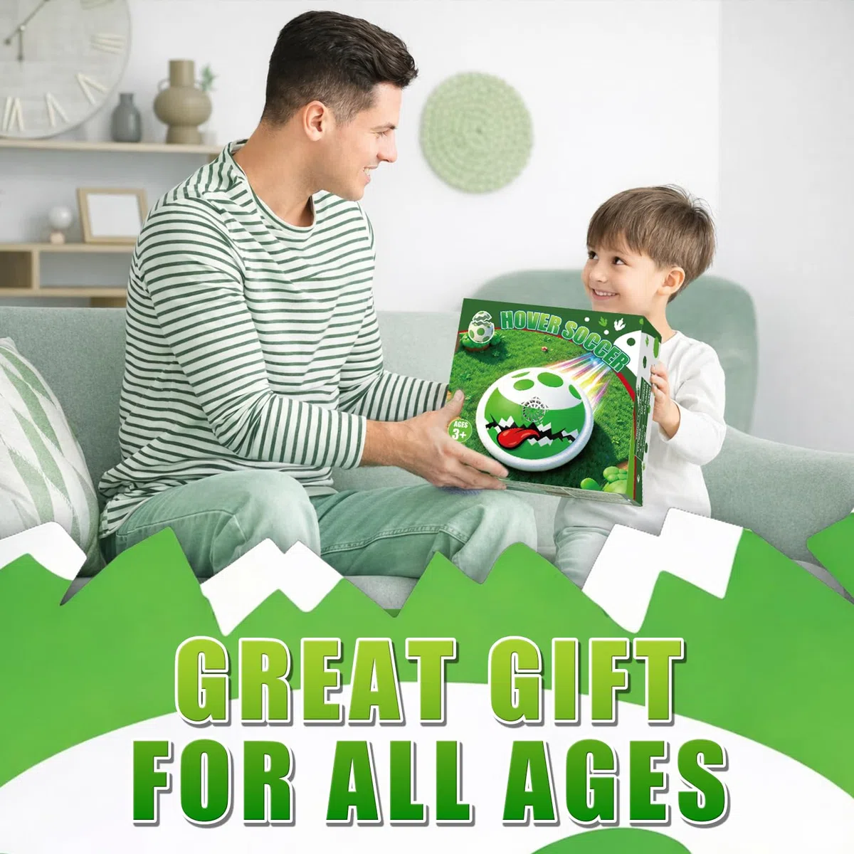 Yosi Pallone Calcio Fluttuante, Giochi Super Bro, Hoverball con Luci LED, Paracolpi in Schiuma Morbida, Calcio Interno Giocattoli Bambini Regalo Bimbo 3-12 Anni