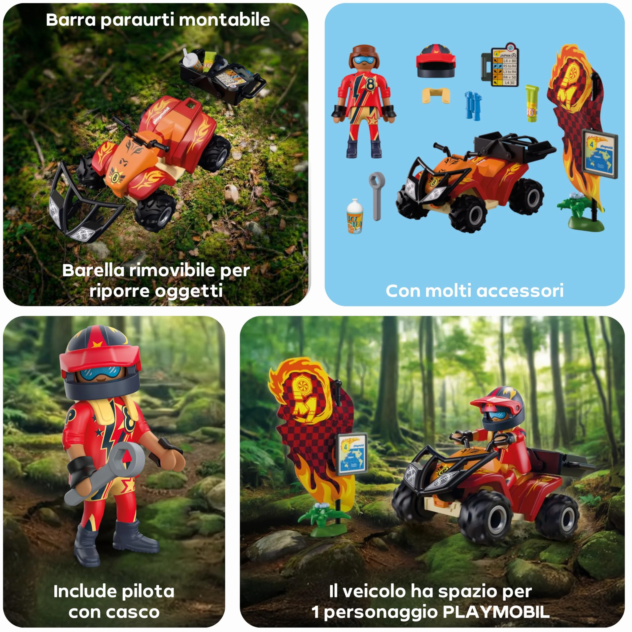 PLAYMOBIL | Cars | Offroad Quad | Quad fuoristrada con paraurti rimovibile | macchinina giocattolo per bambini dai 4 anni in su | 72064