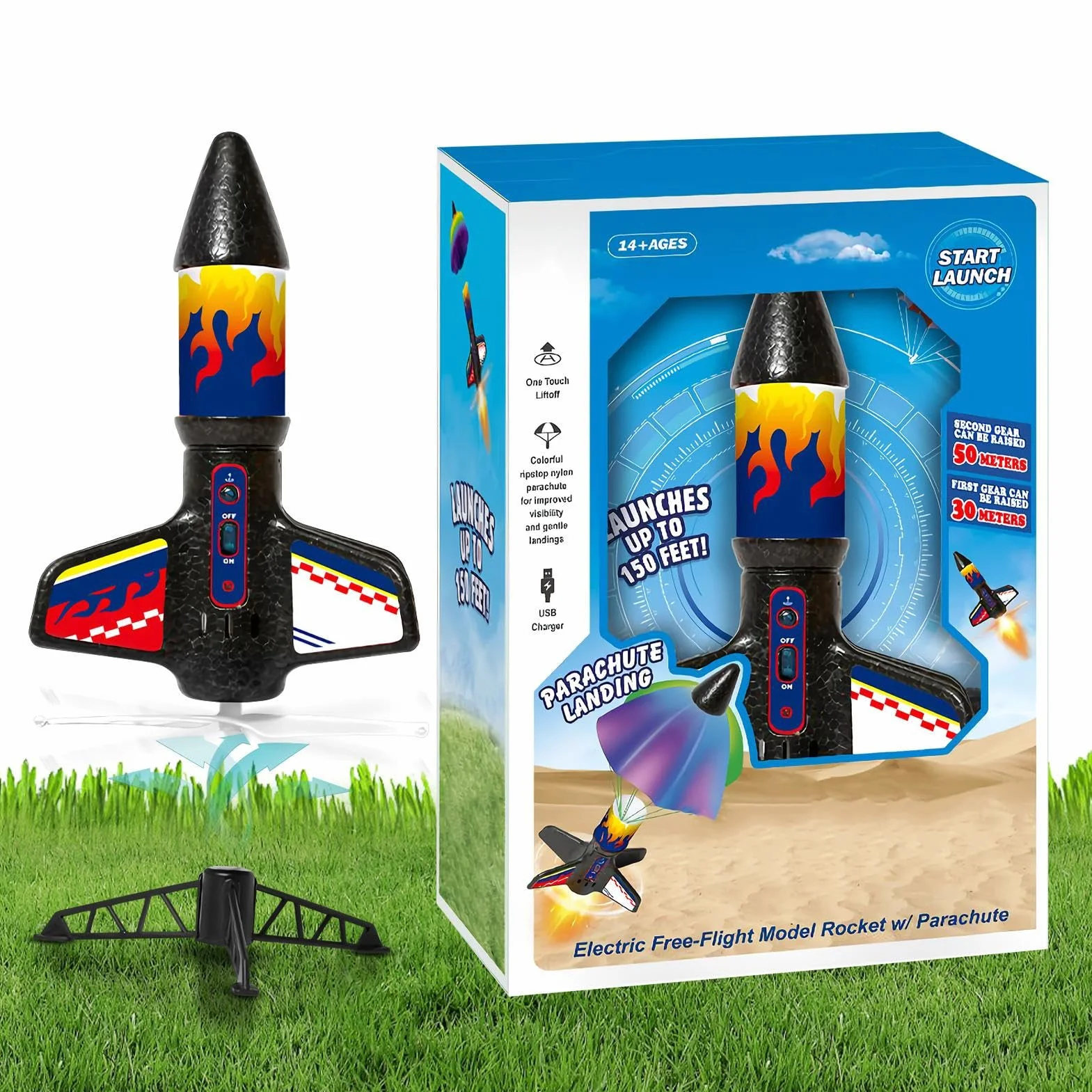 Generico Rocket Toy for Kids, Launching Rocket with Parachute, Outdoor Air Powered launchers Kit, Educational STEM Activity Set for Parent Child Interaction Students Group Play Fun