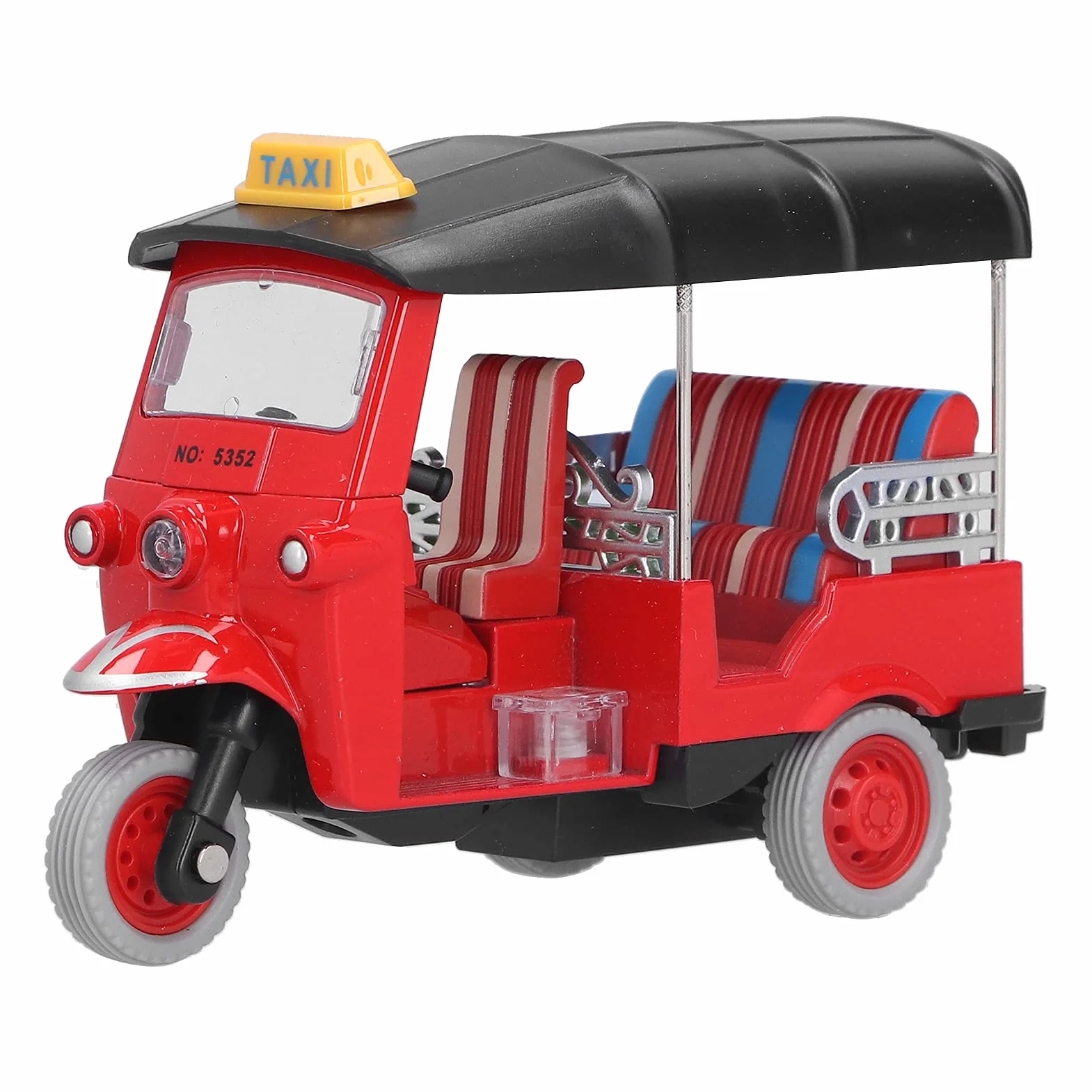 Hztyyier Tirare il giocattolo modello di auto di simulazione del triciclo tailandese, auto Tuk Tuk in lega di qualità (rosso)