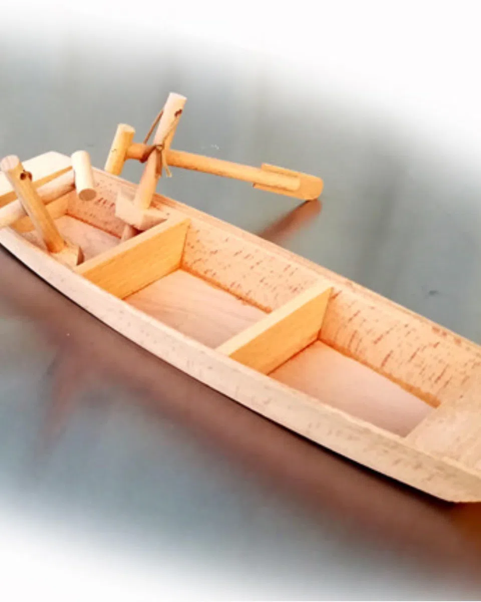 1 pz One Man Gommone Modello Fai da Te Modello di Barca in Legno Barca a Vela in Legno Mestiere Piccolo Modello Barca da Pesca Nave Decorare, Modello di Barca in Legno