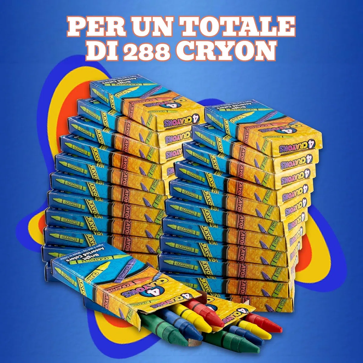 Bedwina Pastelli Bulk – 288 pastelli (72 confezioni da 4), colori premium atossici per bambini, bomboniere, ristoranti, premi, sacchetti regalo e calze di Natale