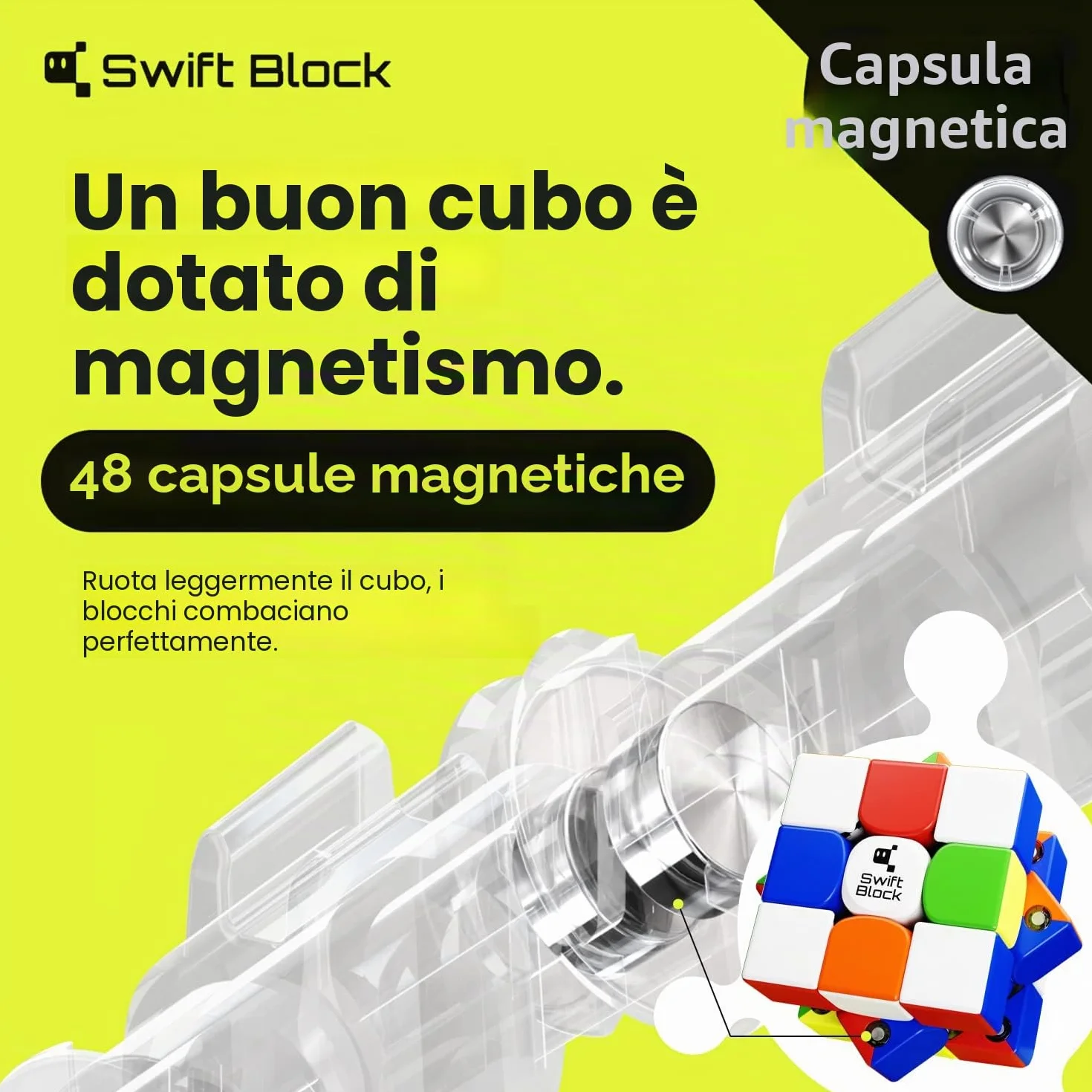 355S 3x3 Magnetico Speed Cube, Cubo Magico Professionale Originale con 48 Magneti, Rapida e Fluida Rotazione Elasticità Regolabile Solido Resistente per Bambini e Adulti