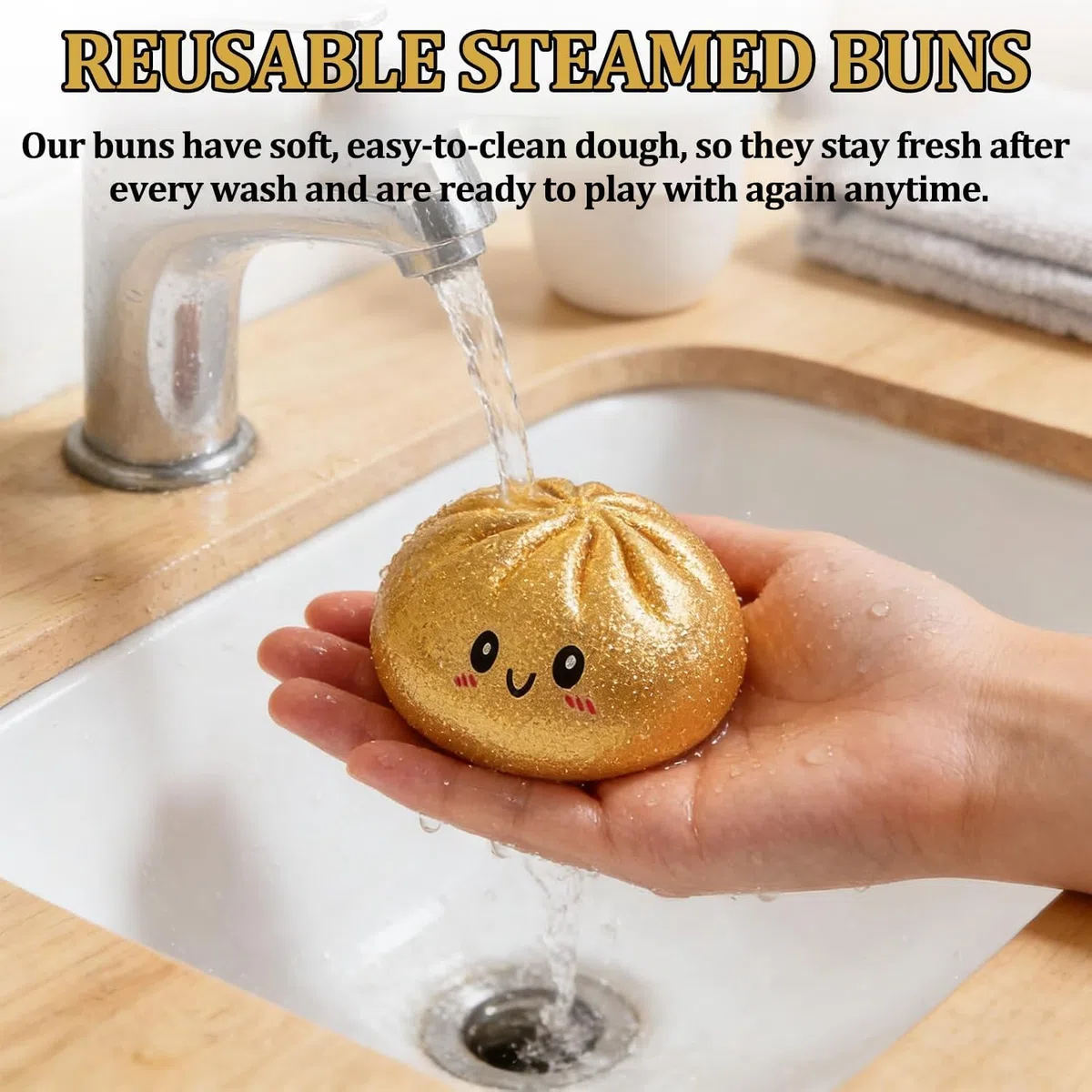 Dumpling Squishy Giocattolo Baozi Glitterato, Giocattolo Schiacciabile Deformabile, Pallina Antistress Adulti, Fidget Toy, Regalo Compleanno Bambini, Rilassamento Ufficio (Bianco.)