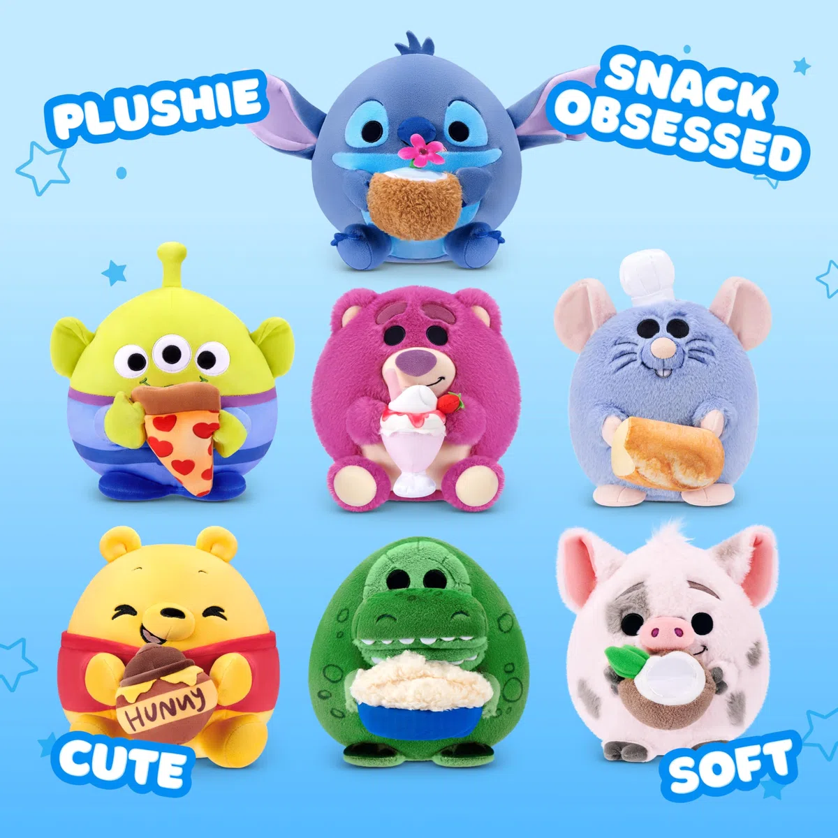 Snackles Disney Pixar Toy Story Alien & Pizza Peluche 20 cm di ZURU – Omini Verdi Peluche Ultra-Morbido da Collezione con Accessorio Snack, Regalo per Bambini & Fan Disney