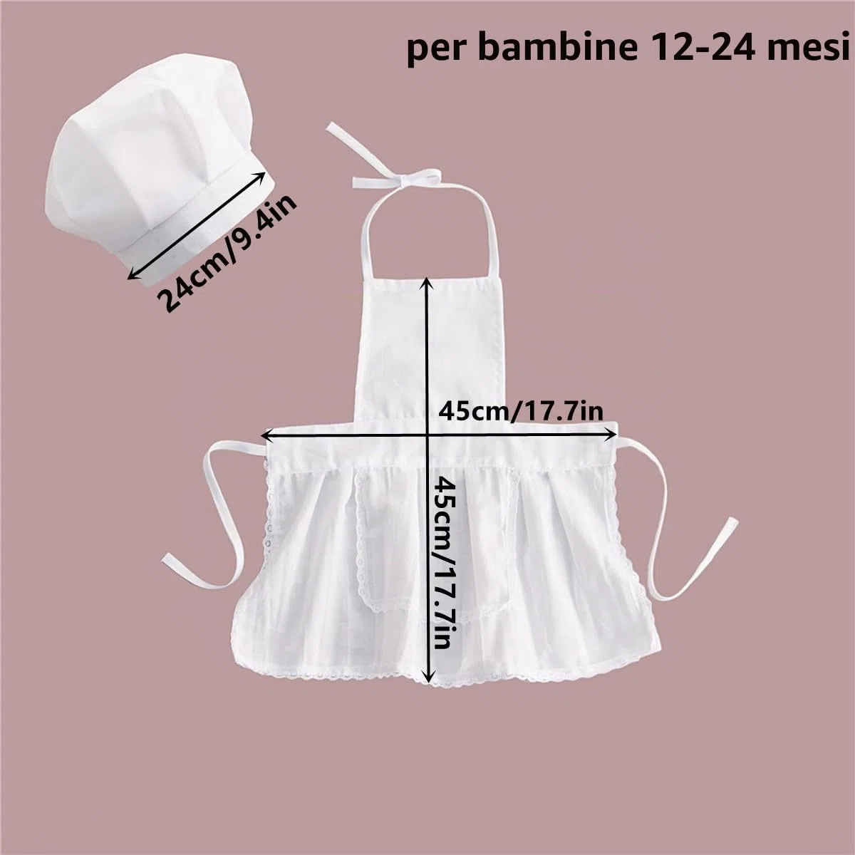 Set da Cuoco per Neonato,Baby Chef Grembiule e Cappello Neonato per Foto,Cappello e Grembiule Cuoco Bambino