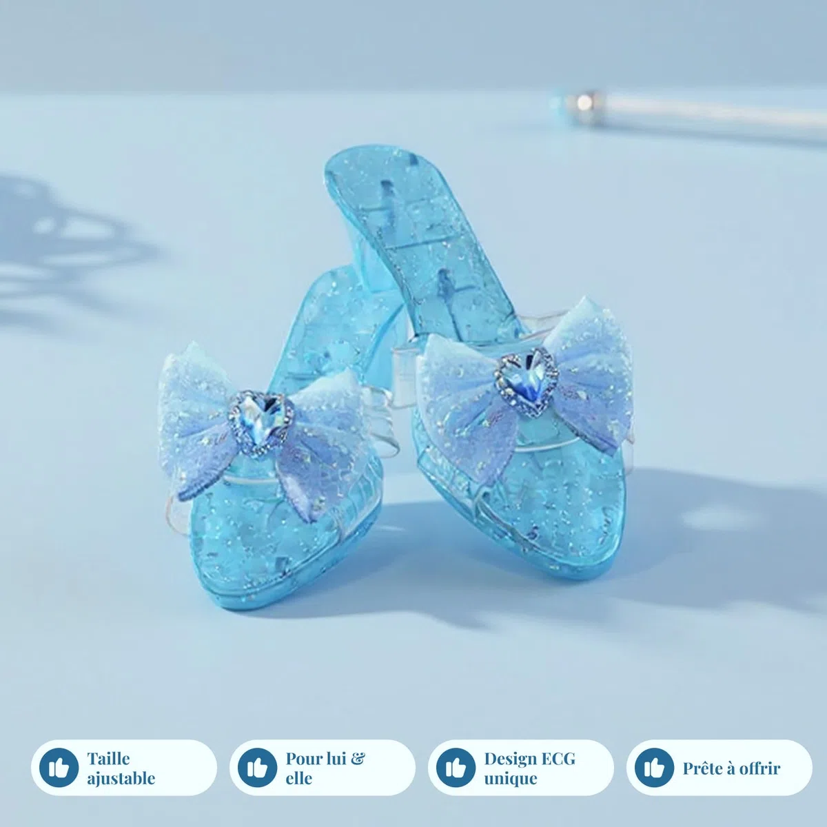 Scarpe da Principessa con Fiocco, Scarpe Tacco Bambina, Sandali in Gelatina per attività di Gioco di Ruolo Come Spettacoli Teatrali O Eventi Cosplay, Blu
