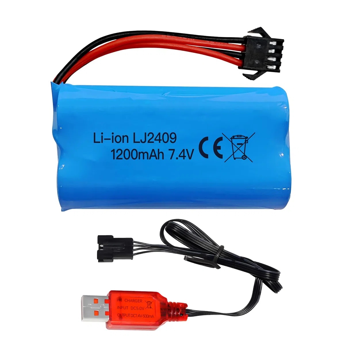 1PCS 7.4V 1200mAh SM-4P Plug Batteria Ricaricabile con Cavo di Ricarica USB per EC08 RC Giocattolo Arrampicata Drifting Car Modello Off-Road Car RC Barca Batteria