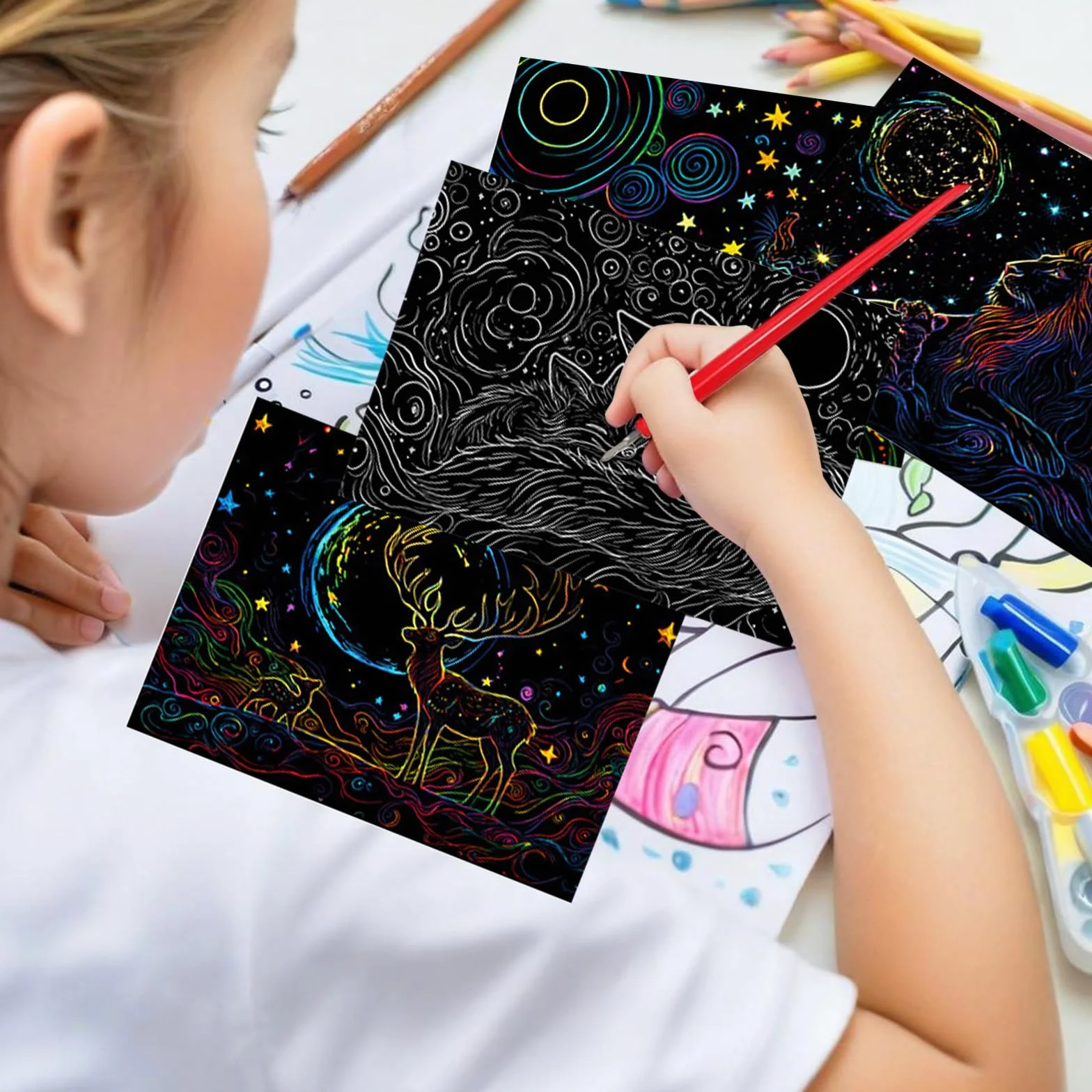 8 Carte A Gratter - Scrath Card - Scratchboard Art - ActivitéS Très CréAtives Et Amusantes pour DéCorer Votre Chambre, Salon, Salle à Manger, éTude Ou Bureau