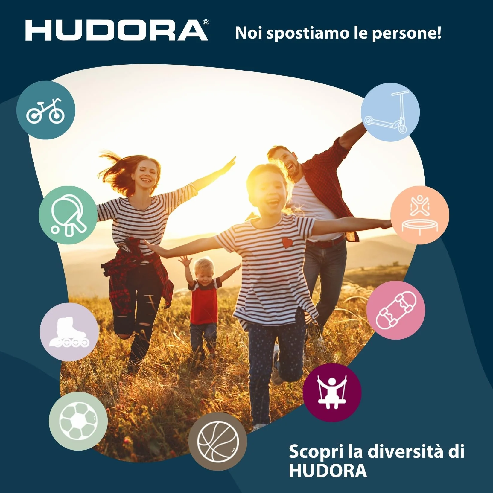 Hudora Altalena con Sedile Blu - Altalena per Bambini da Esterno con Seduta in Gomma - Certificata TÜV Rheinland/GS con Funi Regolabili in Altezza - Fino a 50kg