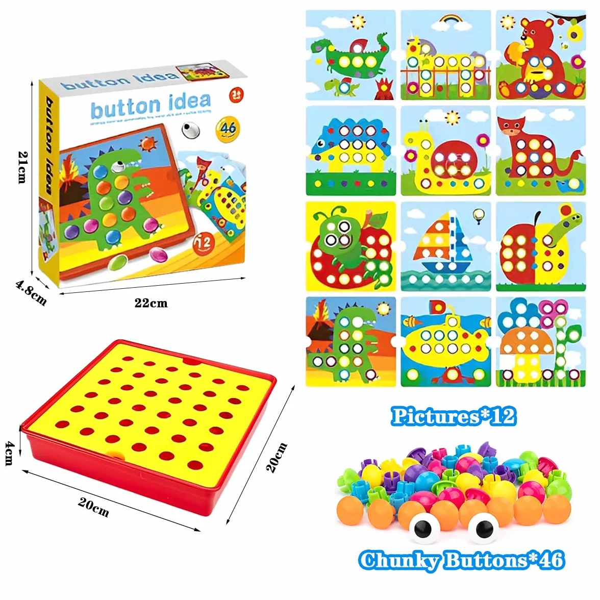 DxxD Gioco Chiodini per Bambini 2 3 4 anni, Gioco di Abbinamento Colorato, Puzzle Educativo per Bambini, Creativi Regalo di Compleanno Giocattoli Montessori Regalo Didattico Bimbo Bimba bambina