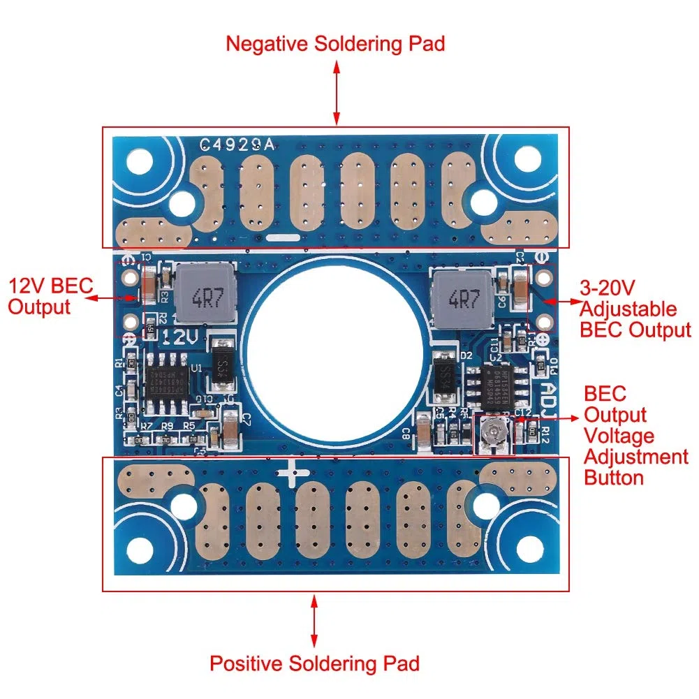 Scheda di Distribuzione Dell'alimentazione ESC, Tensione Regolabile 5 V 12V, Doppio PDB BEC
