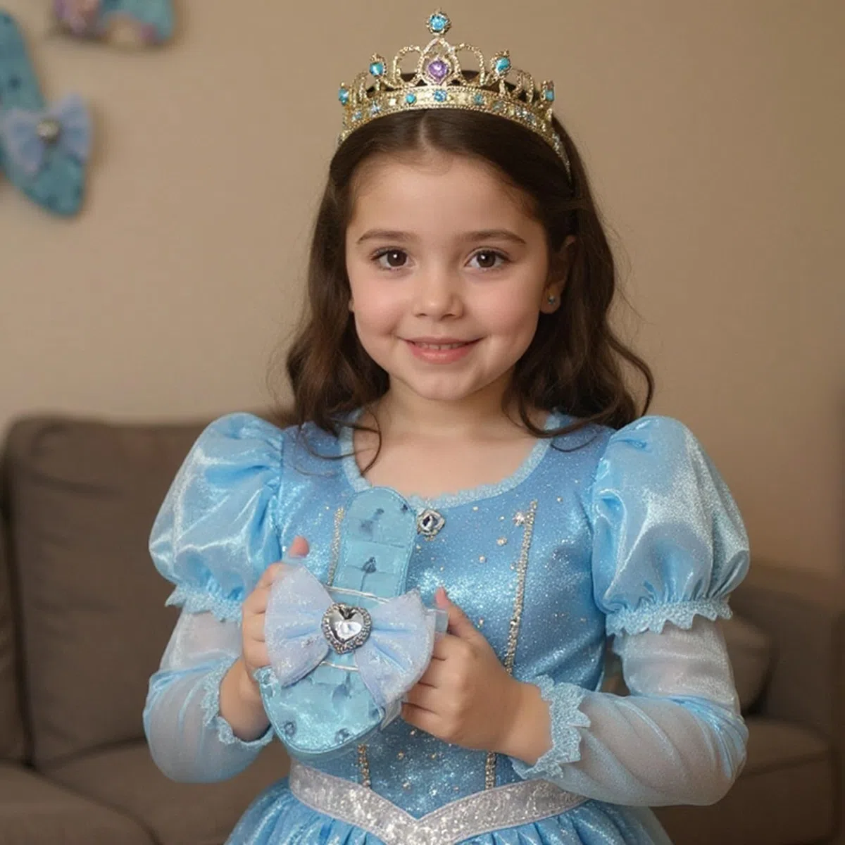 Scarpe da Principessa con Fiocco, Scarpe Tacco Bambina, Sandali in Gelatina per attività di Gioco di Ruolo Come Spettacoli Teatrali O Eventi Cosplay, Blu