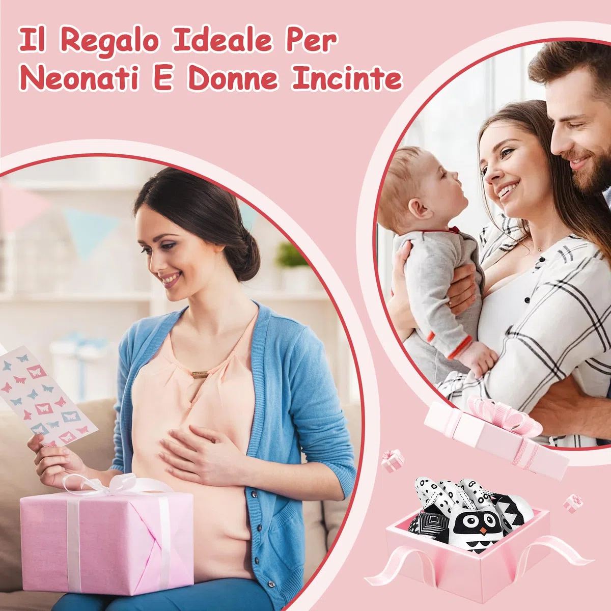 Giocattolo per Passeggino, Giocattolo di Peluche Sospeso a Contrasto Bianco E Nero per Culla/Seggiolino Auto/Marsupio, Giocattolo Baby Activity Spiral con Musica, Adatto a Bambini da 0 a 6 Mesi