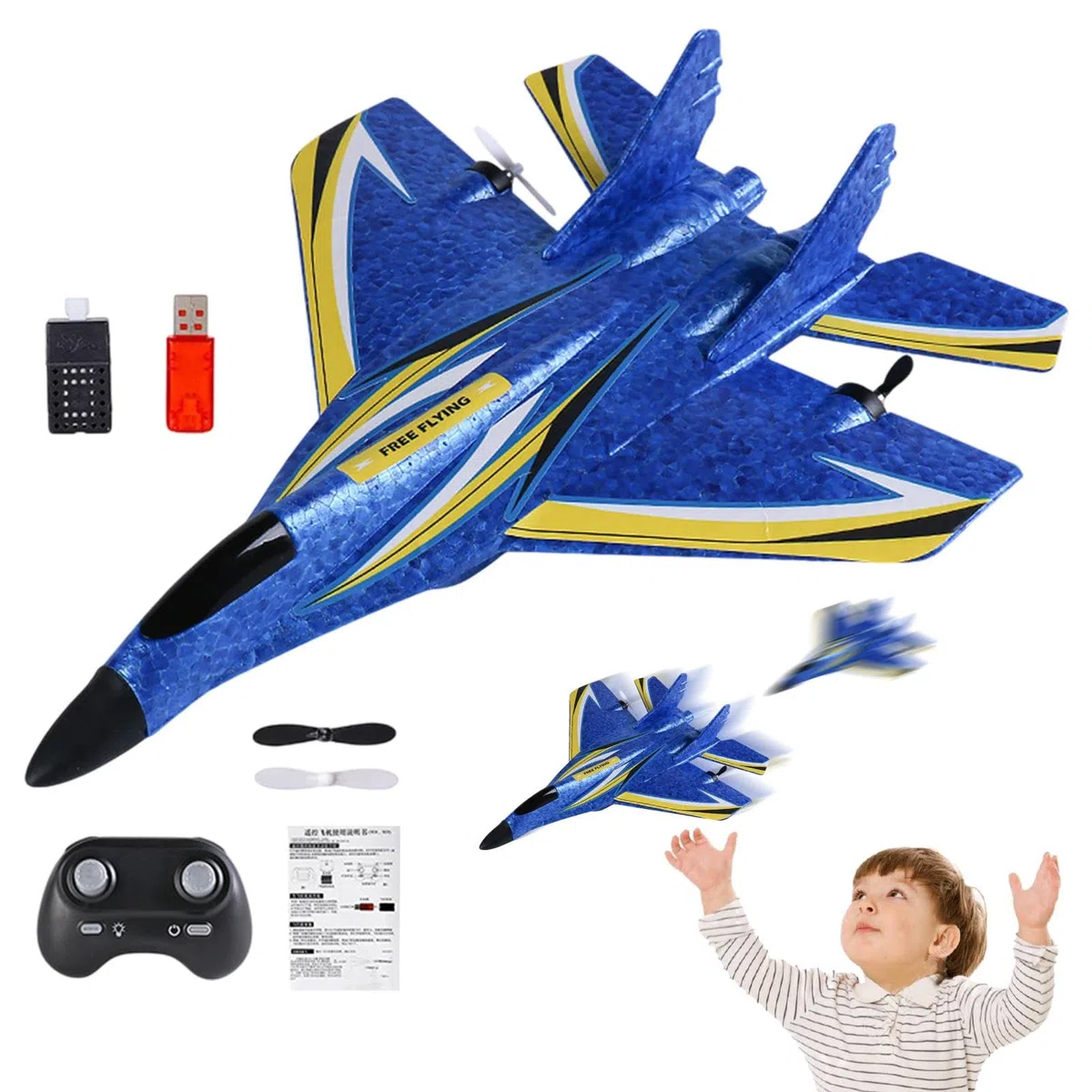Aereo Telecomandato Con Fotocamera - Grande Aereo RC, Luci A LED Colorate | Giocattolo Volante Impermeabile Da 2,4 GHz, Motore Bimotore Per Uso Esterno Ed Interno, Aereo Educativo Per Bambini E Princi
