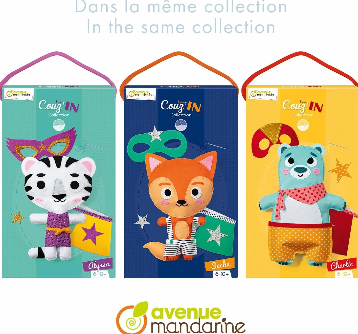 My Mandarine KC155C - Kit creativo per il cucito per bambini - pupazzo da cucire Maxi Couz'IN - a partire dai 6 anni - super-Sacha