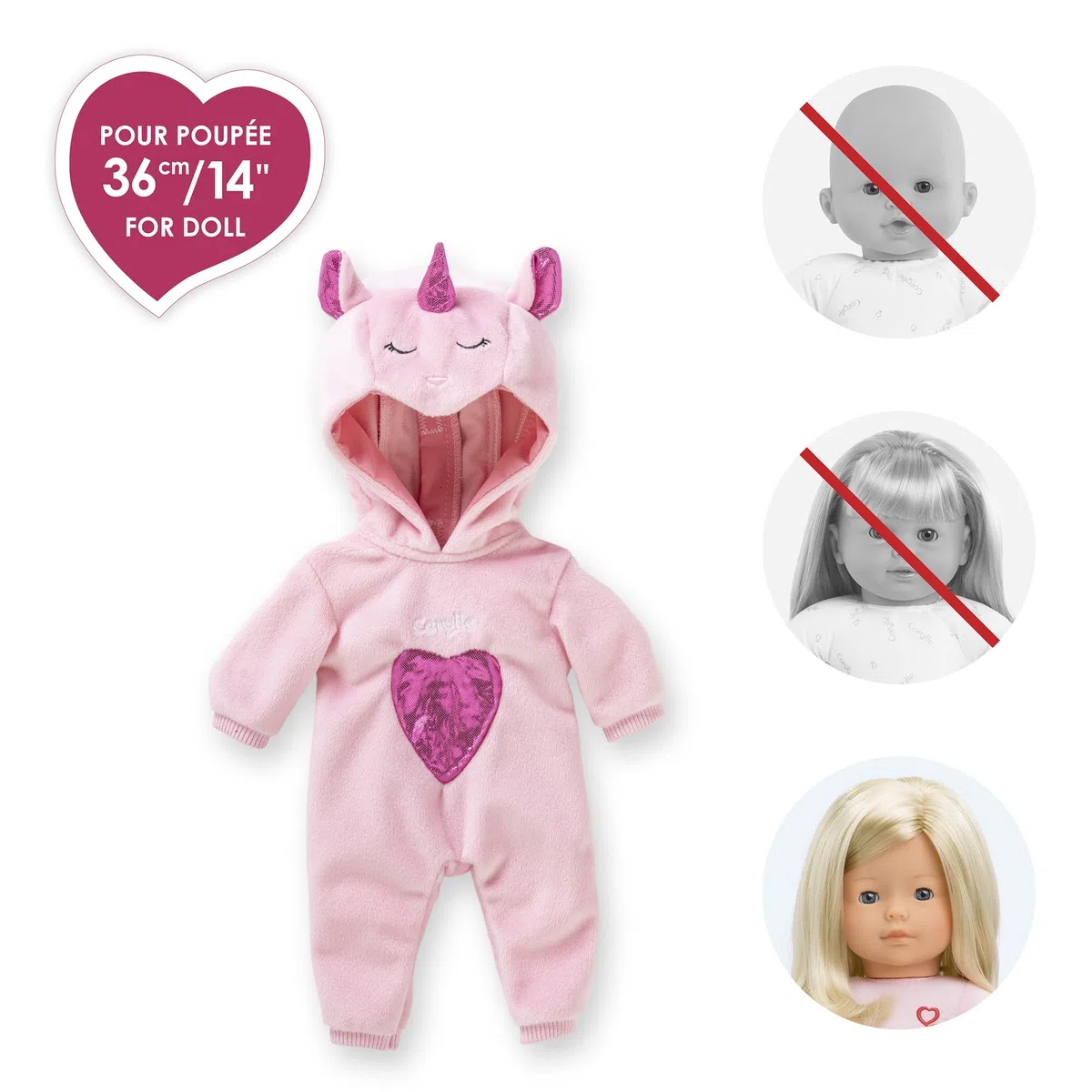 Ma Corolle 9000212930 Pigiama Unicorno Rosa Abbigliamento Bambola Ma Corolla, 36 cm dai 3 anni