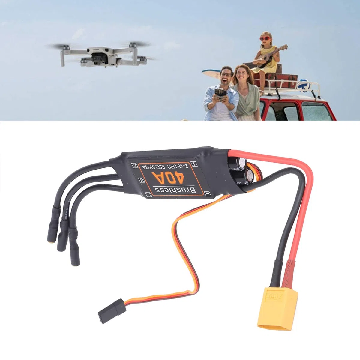 WANGCL 40A Brushless ESC con connettore XT60 Brushless Motor Controller di velocità elettrico BEC Uscita: 5V/3A per RC Car Monster Truck Crawler Truck Drone