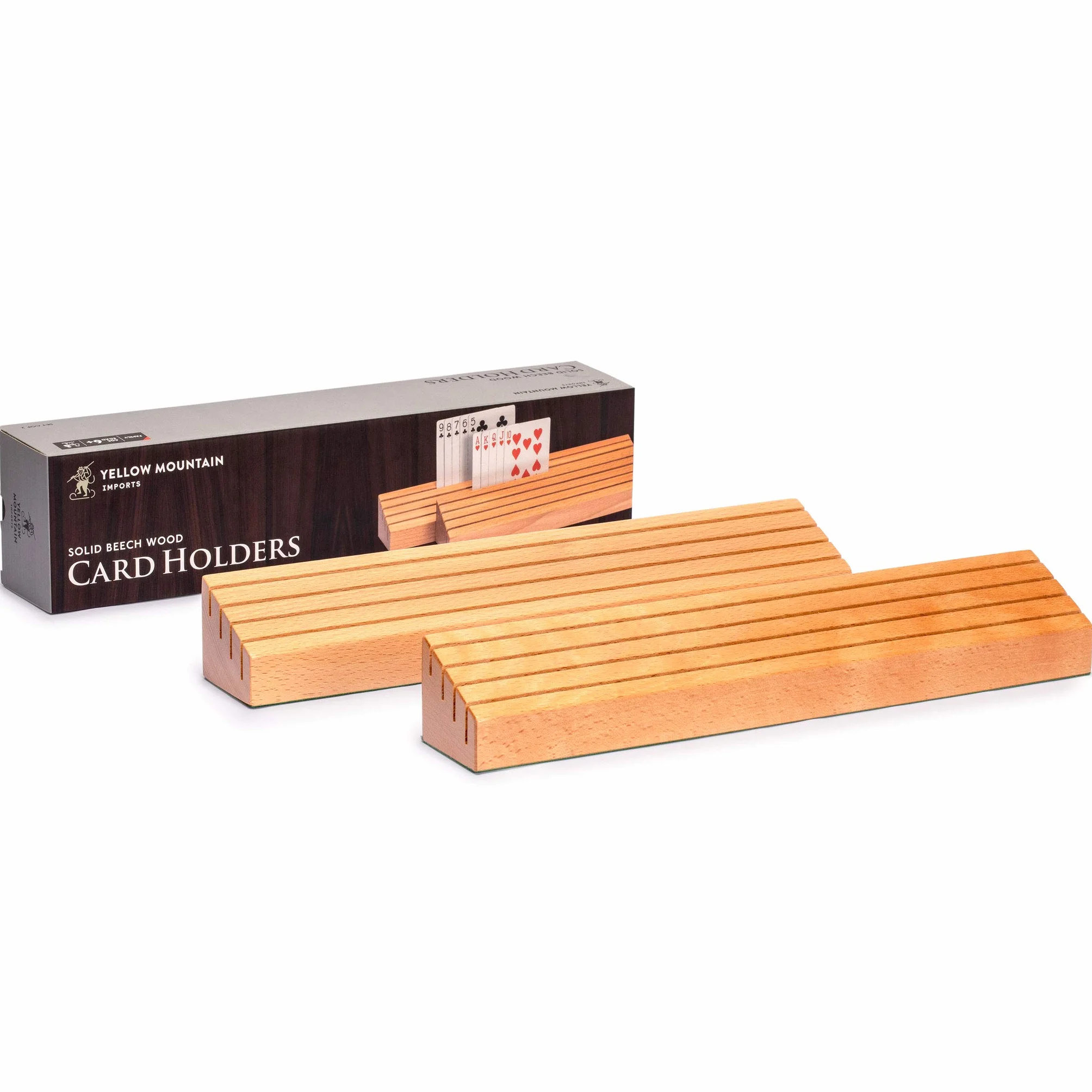 Yellow Mountain Imports, Porta Carte da Gioco XL in Legno Massello di Faggio - Set da 2