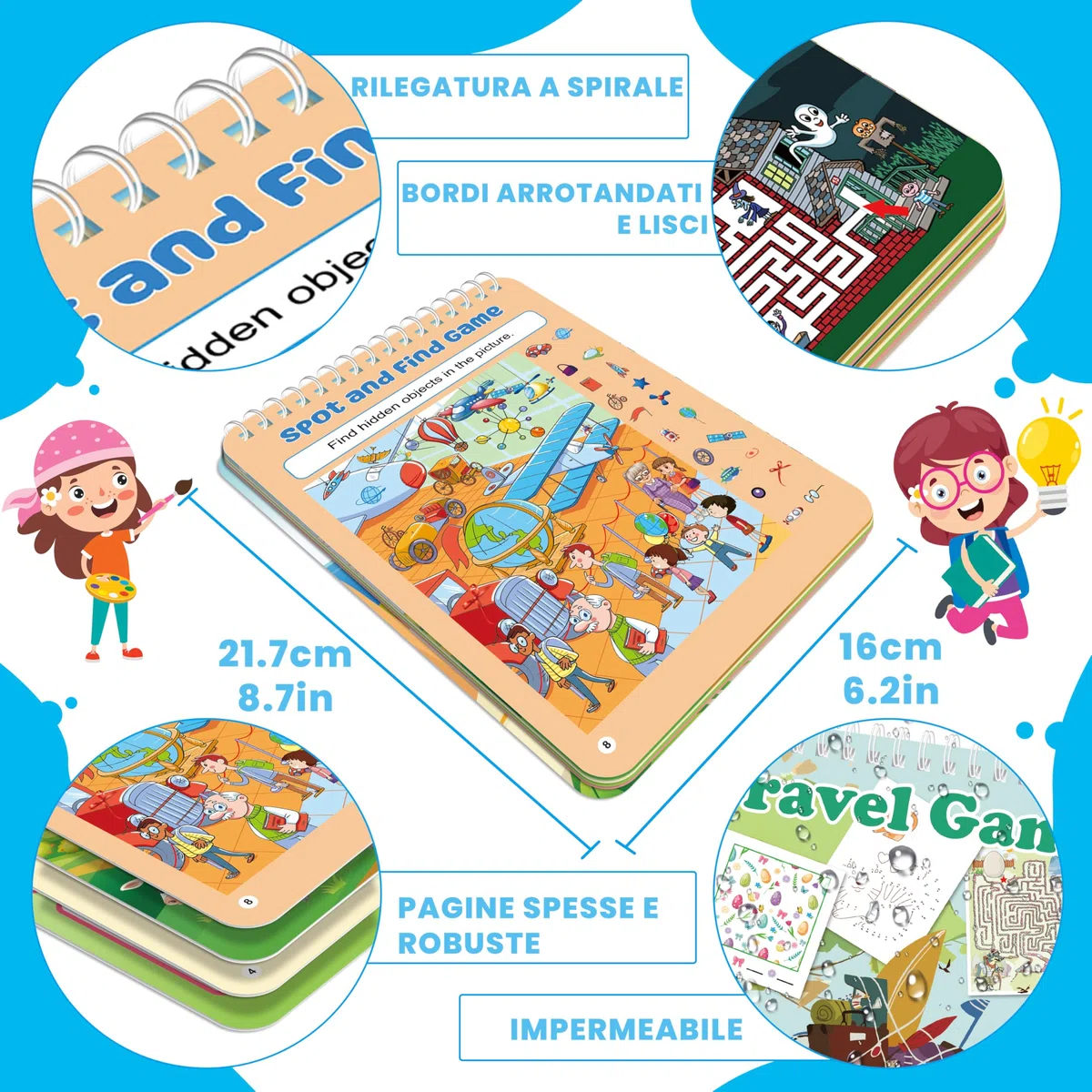 Elfew 2 Confezioni di Giochi Riutilizzabili per Attività per Bambini Età 4-8, 8-12, Giochi da Viaggio Includono 56 Giochi Diversi, 1-2 Giocatori, Giocattolo e Strumento di Apprendimento per Attività