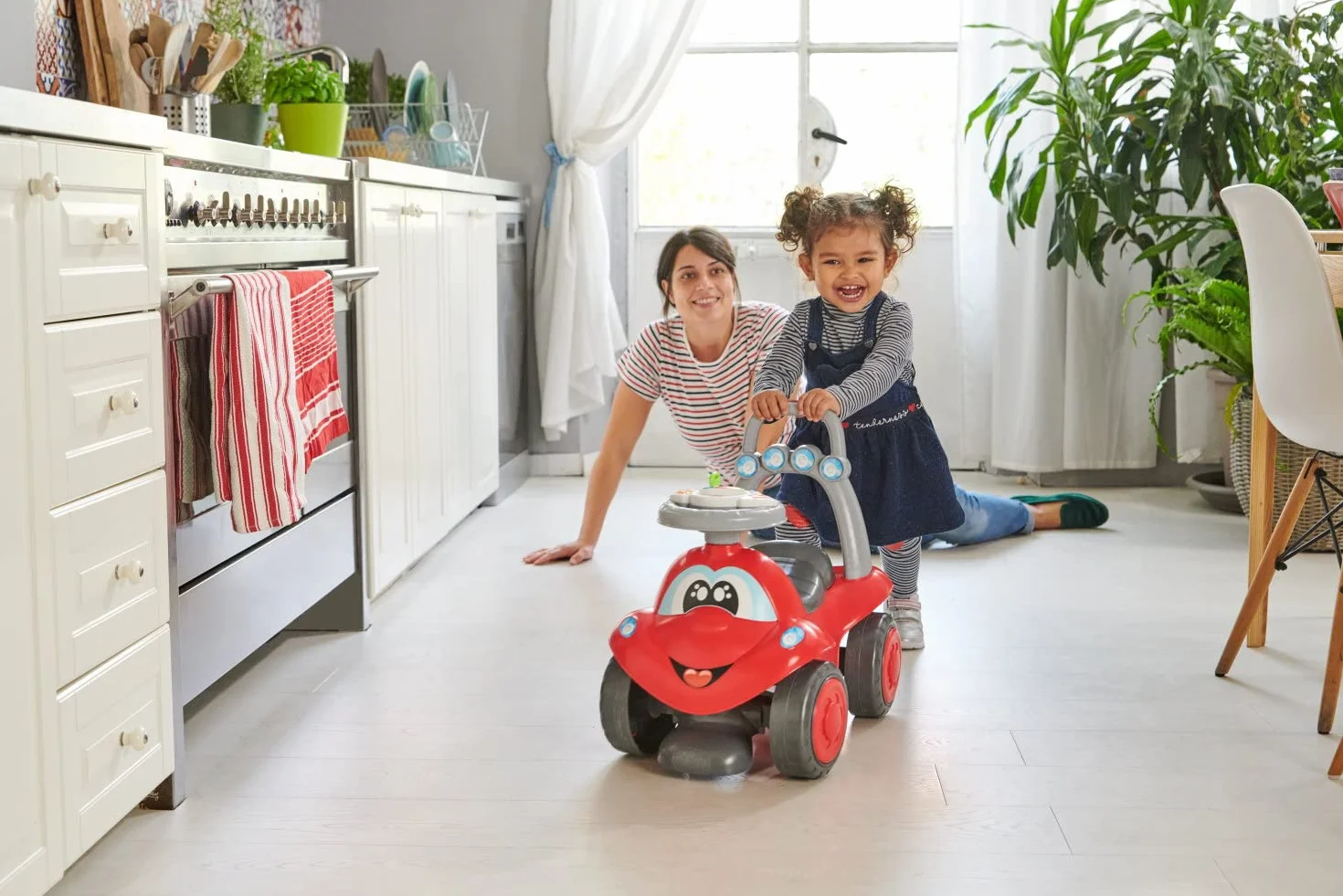 Chicco Billy Walk&Ride Eco+, Primi Passi, Girello e Cavalcabile, Assemblaggio Semplice, Manubrio Ergonomico, Ruote Larghe, Con Suoni e Luci di Guida, in Plastica Riciclata, Bambini 12-36 Mesi, Rosso
