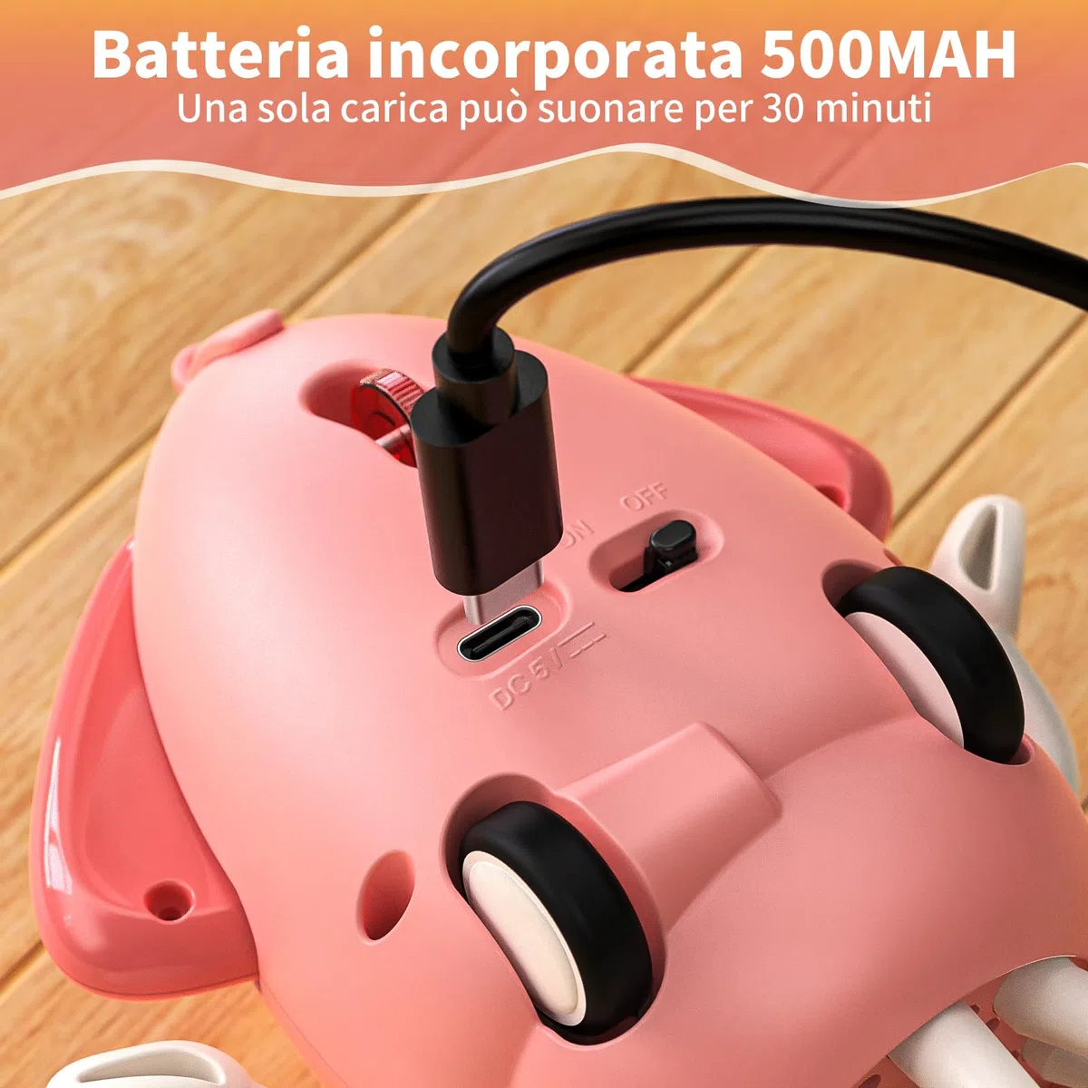 Giocattolo interattivo a forma di polpo, polpo danzante con illuminazione a LED, sistema di evitamento ostacoli intelligente e musica, giocattolo per bambini da giocare a pancia in giù (rosso)