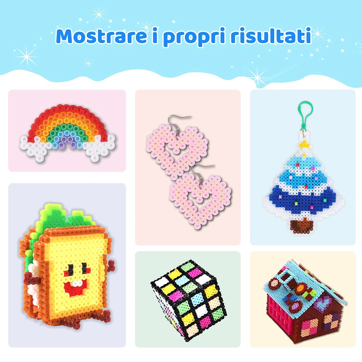 Perline da Stirare 4000 Pezzi 24 Colori Perline a Fusione con Pegboard Pinzette Piatti Set Gioco Creativo per Bambini Fai da Te, 5mm