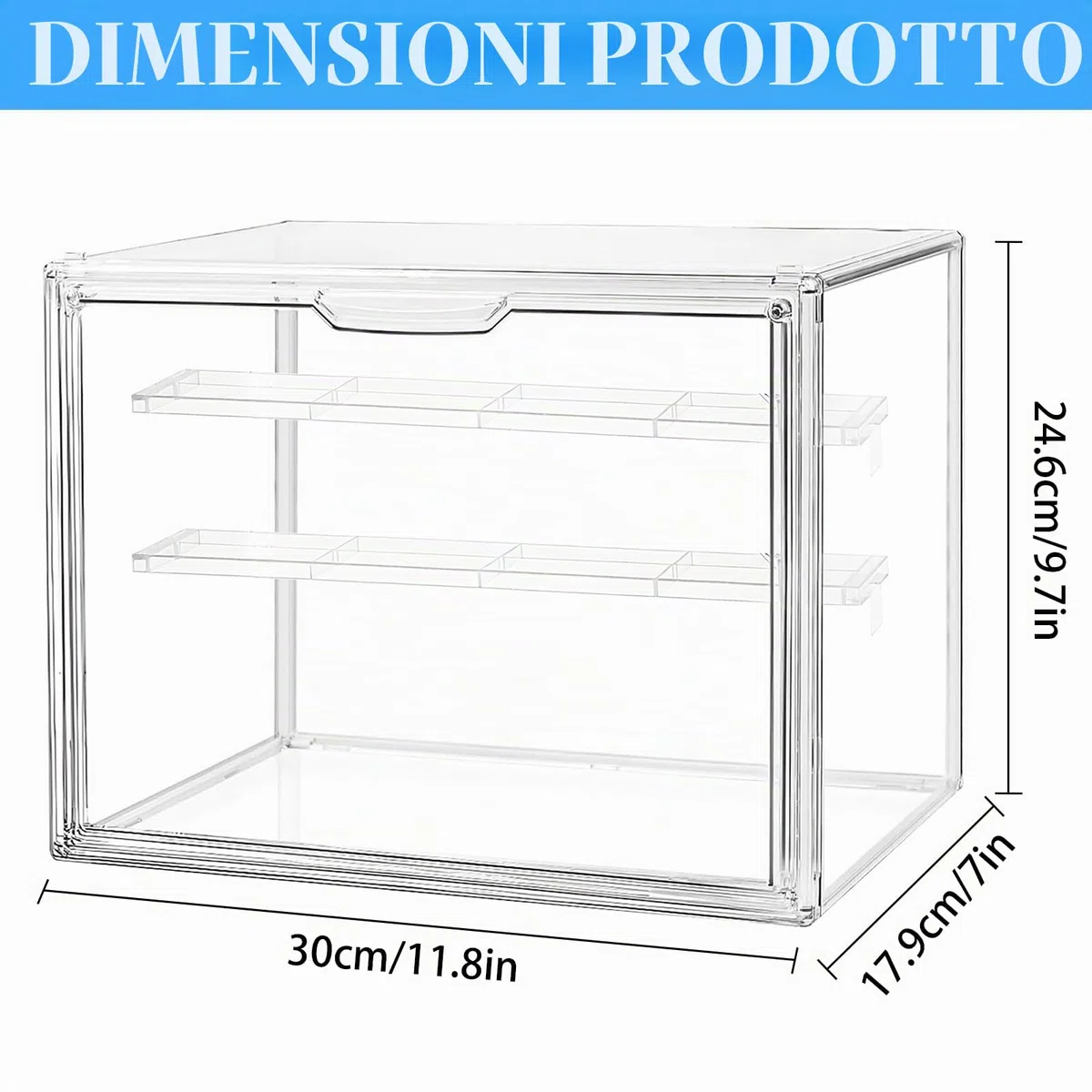 Vetrina Espositiva - 30x24.6x17.9 cm Teca Plexiglass - Vetrina Espositiva trasparente contenitore per Collezionismo Modellini Acrilico Trasparente Con Porta Magnética Conservazione Figure D'Azione