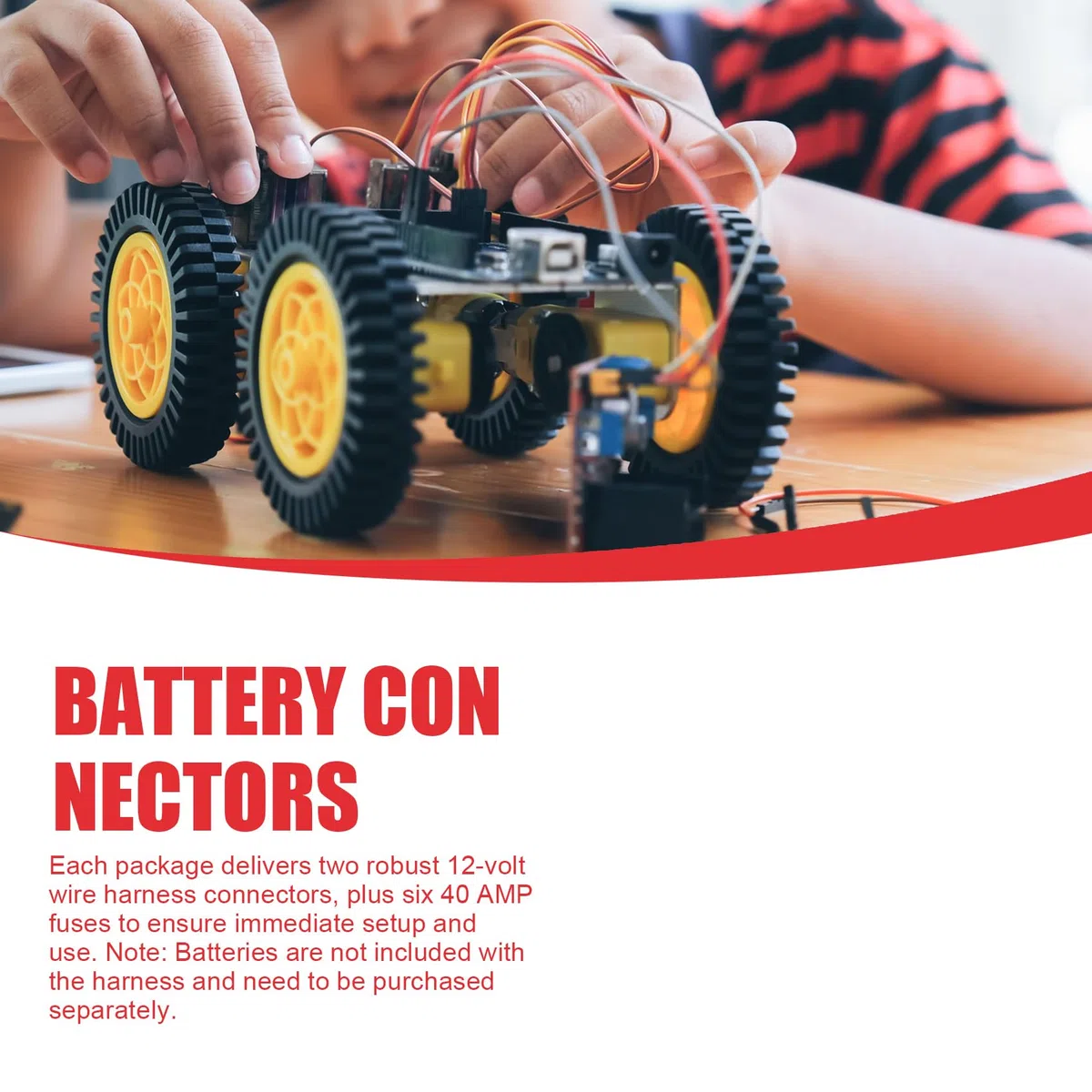 Jevina Confezione da 2 connettori per cablaggio da 12 AWG per Peg-Perego, batteria SLA da 12 Volt, giocattolo con fusibile