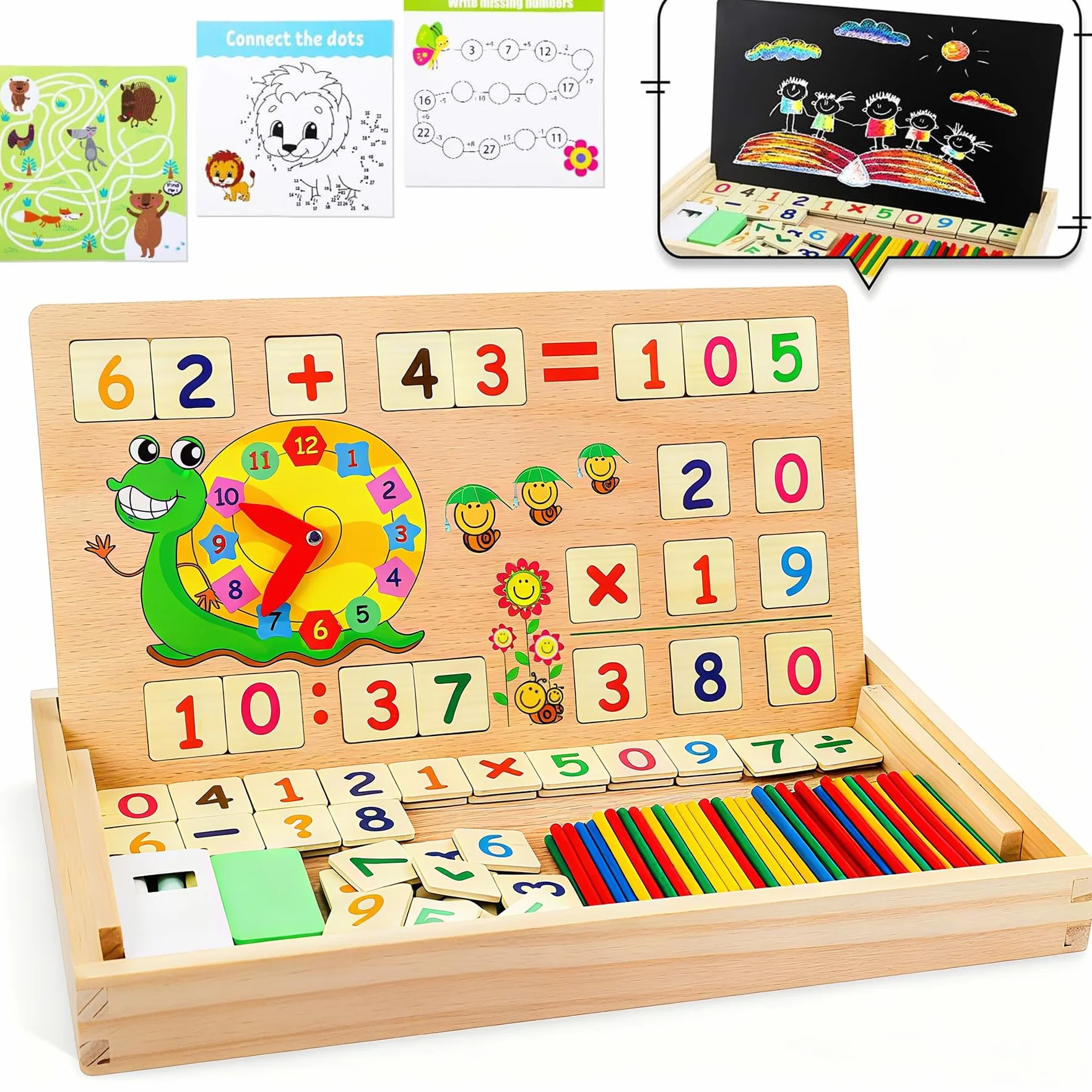 lenbest Giochi Montessori per la Matematica - Giochi Matematici con Conteggio - Giocattoli Bambini in Legno - Giocattolo Educativi Regalo Natale o di Compleanno per 3 4 5 6 Anni Bambini Bambina